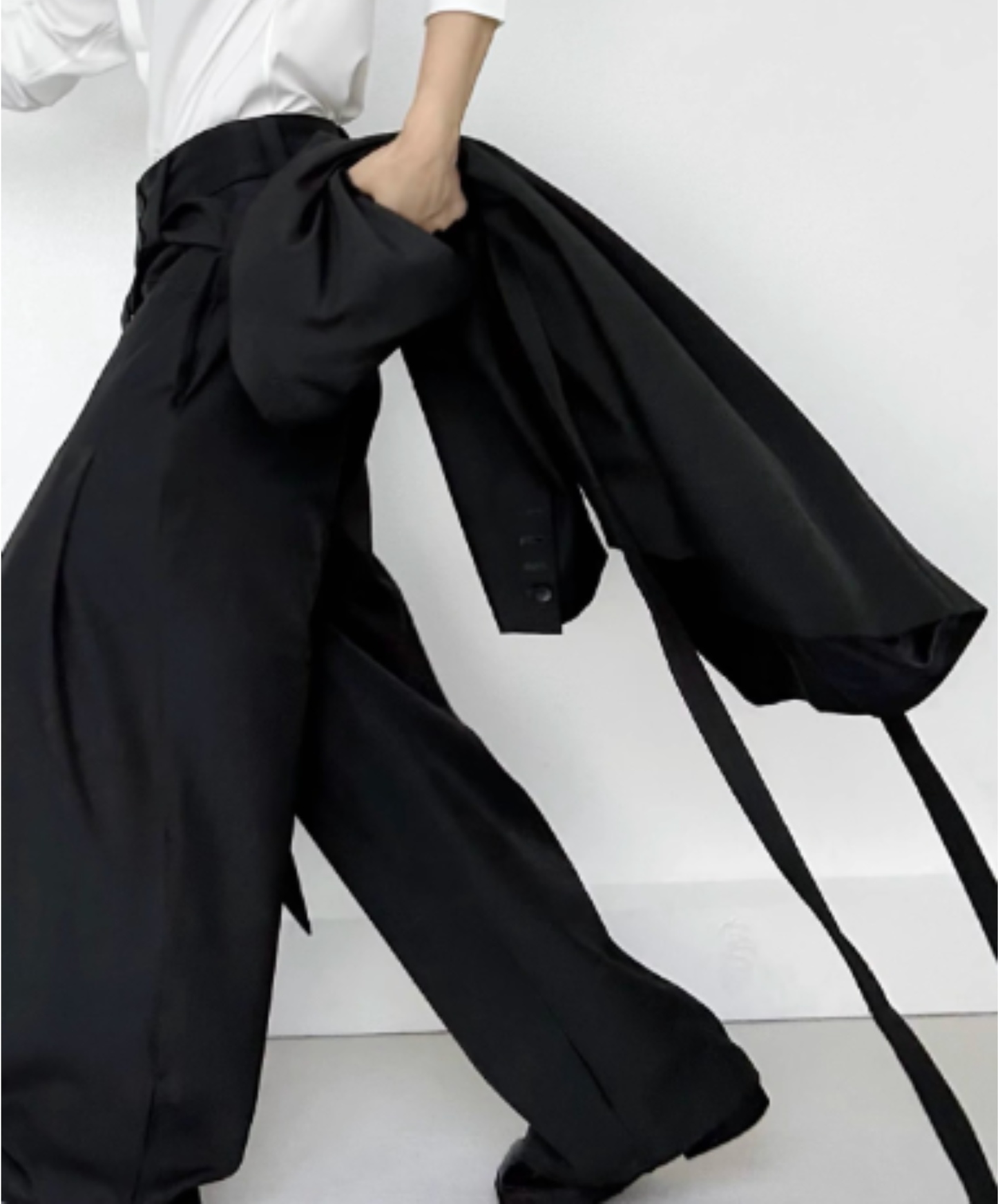 belt design straight casual slacks pants EN2964