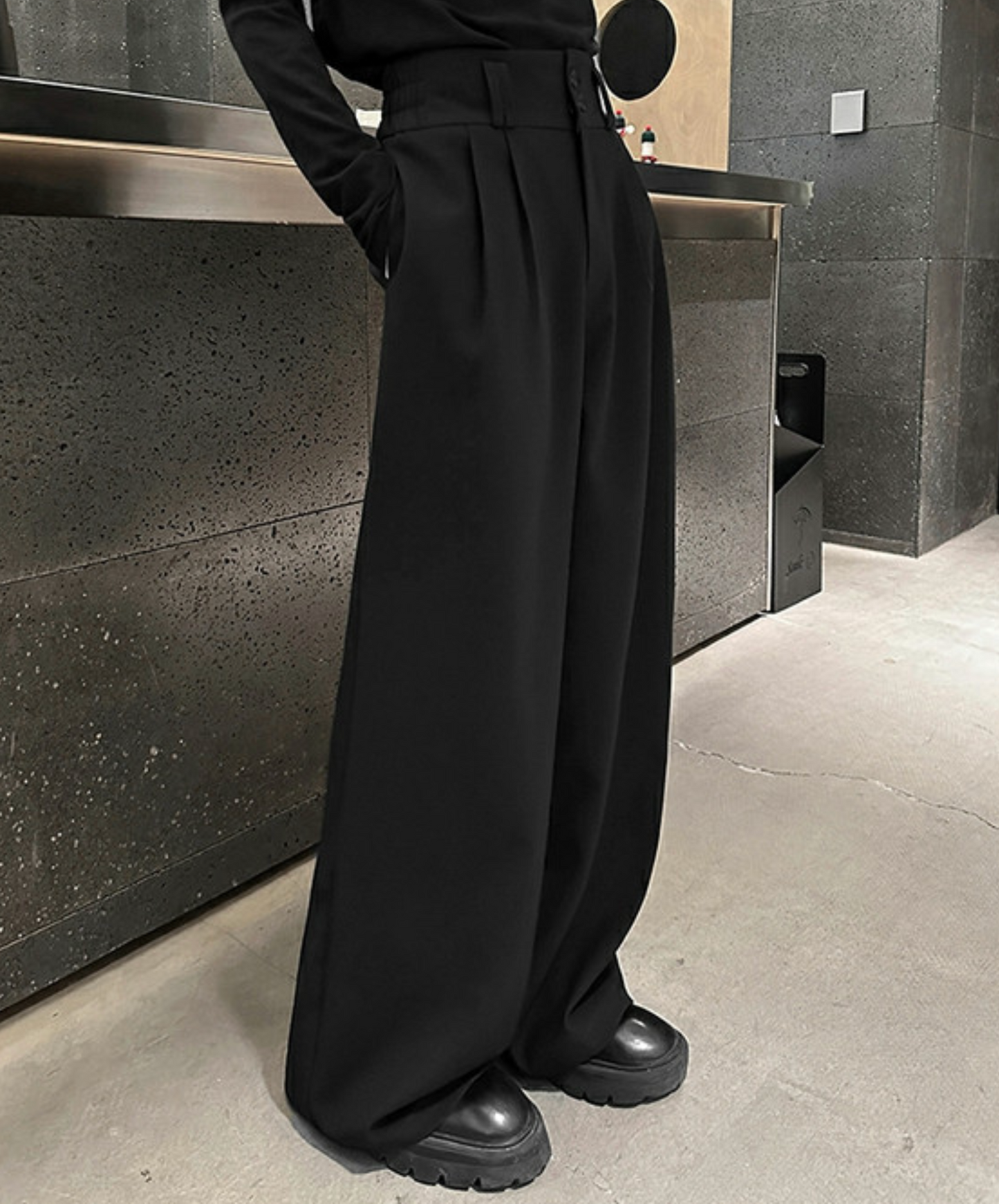 high-waisted draped straight wide pants EN2386