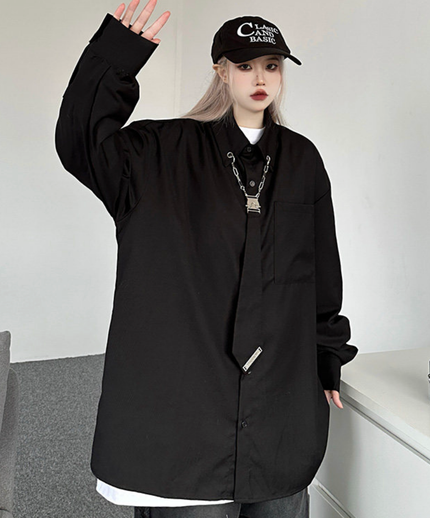 metal chain tie shirt EN2746