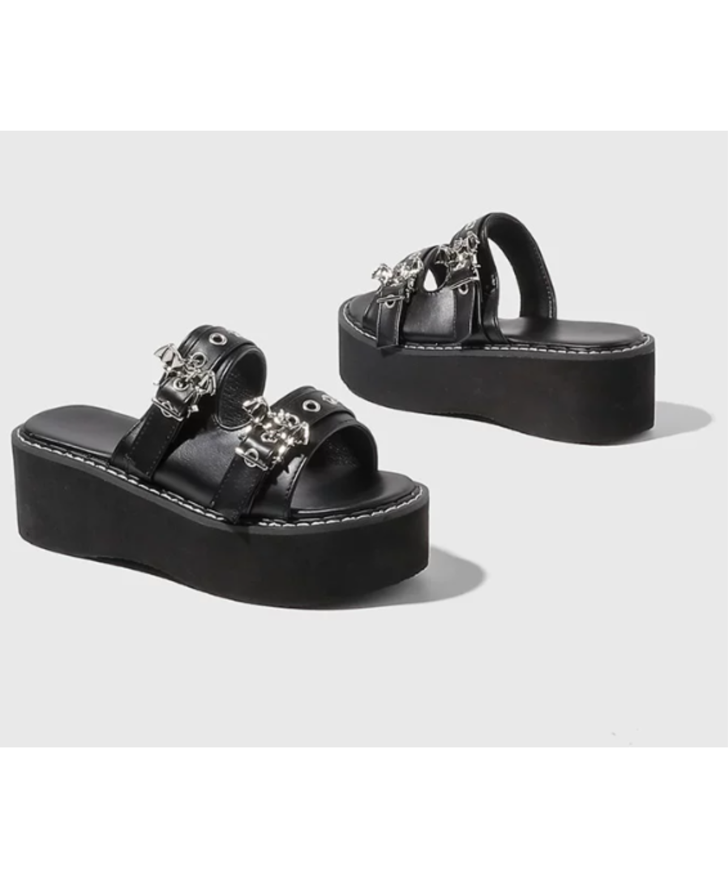 bat motif buckle platform clogs sandals EN2881