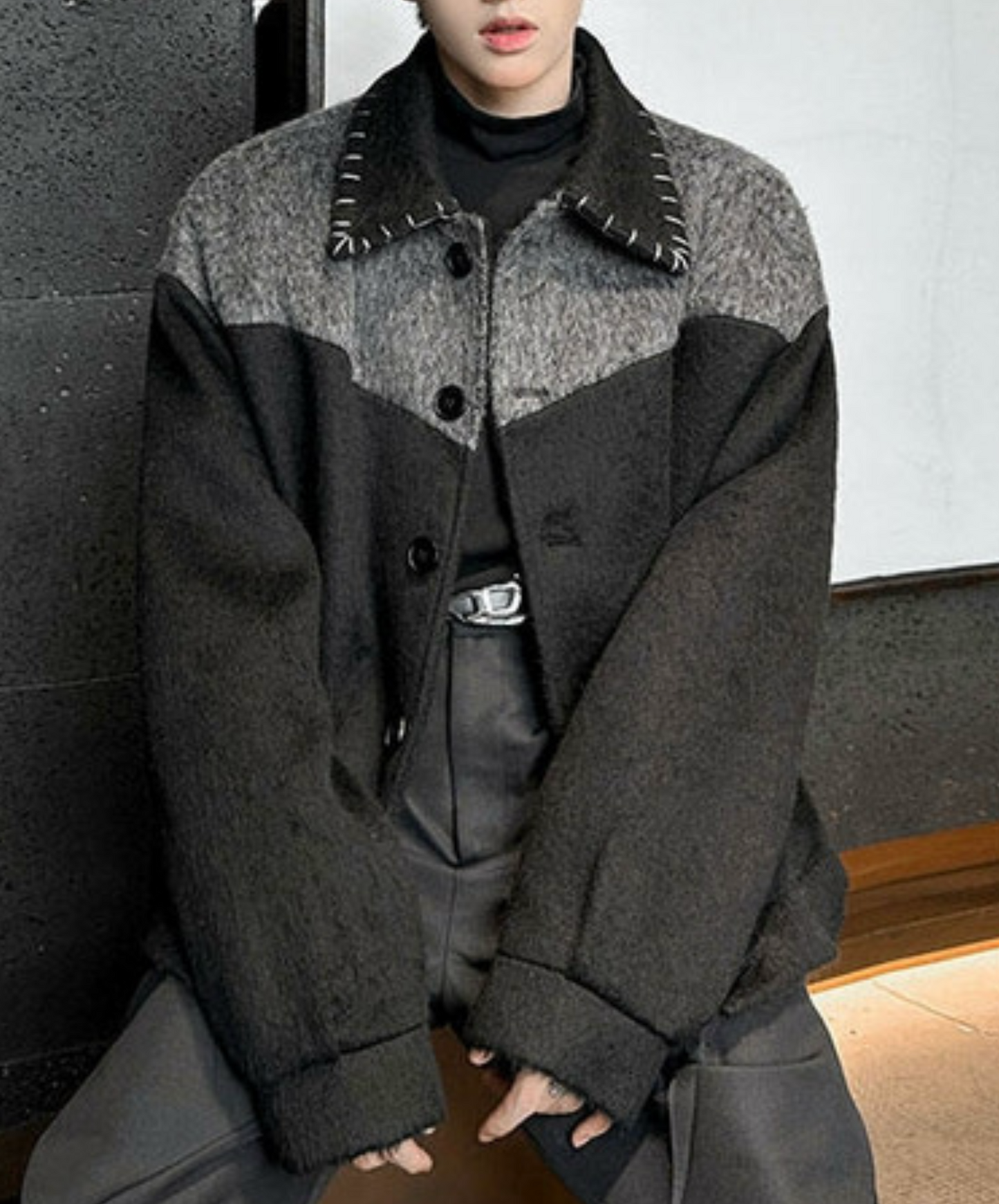 contrast color stitching jacket EN2385