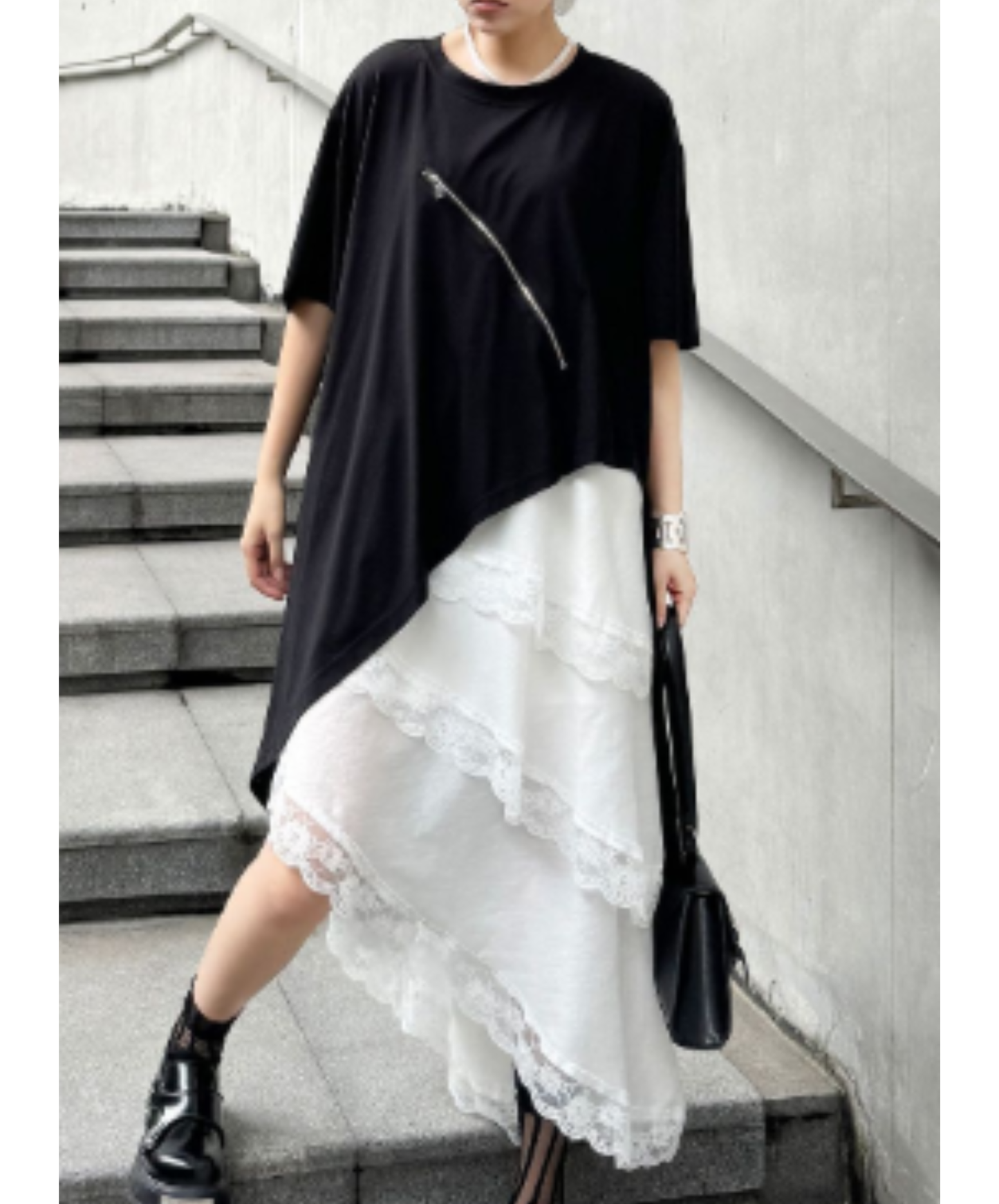 Irregular design mid-length t-shirt EN2987