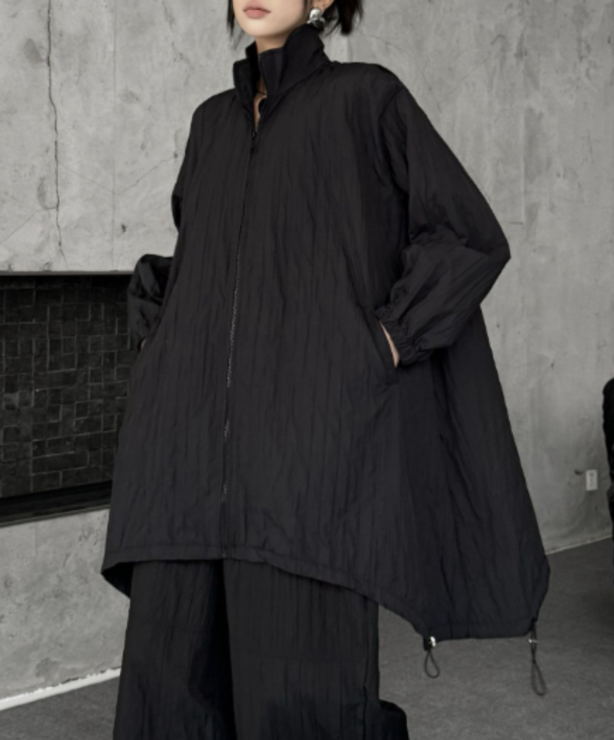stand-neck with drawstring jacket EN3201