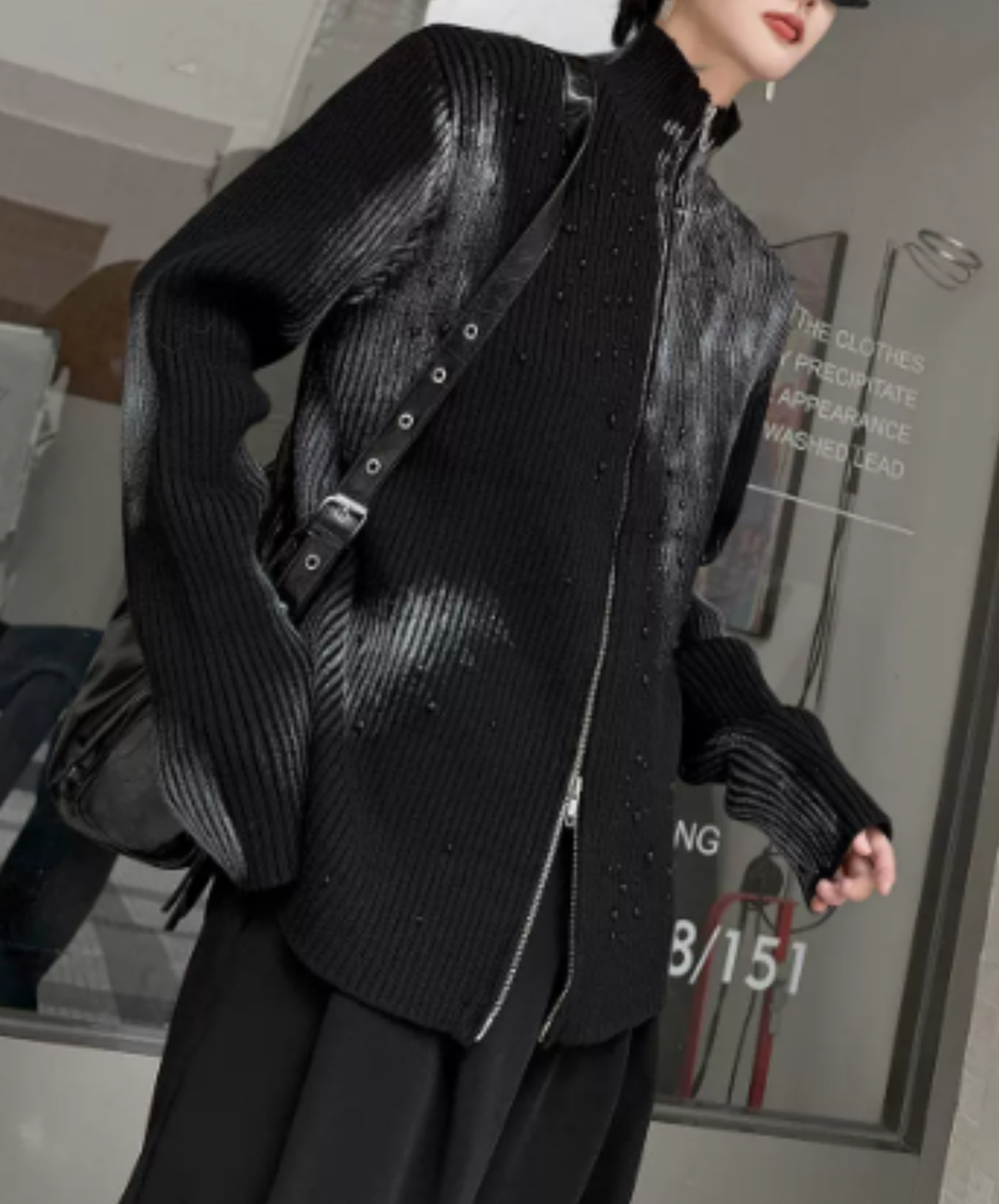 zip-up with a gradient pattern sweater EN3243
