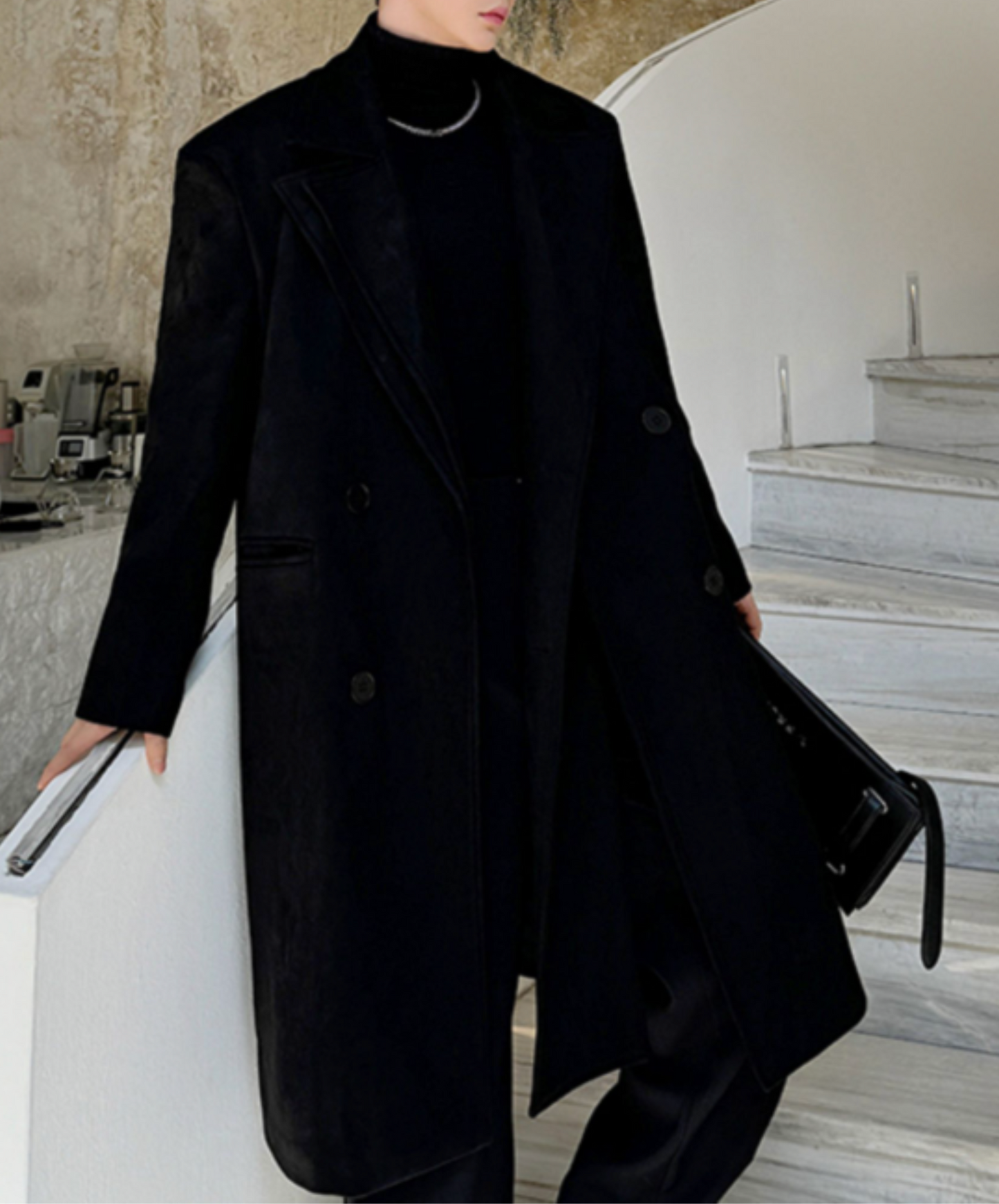 double-breasted long coat EN2529