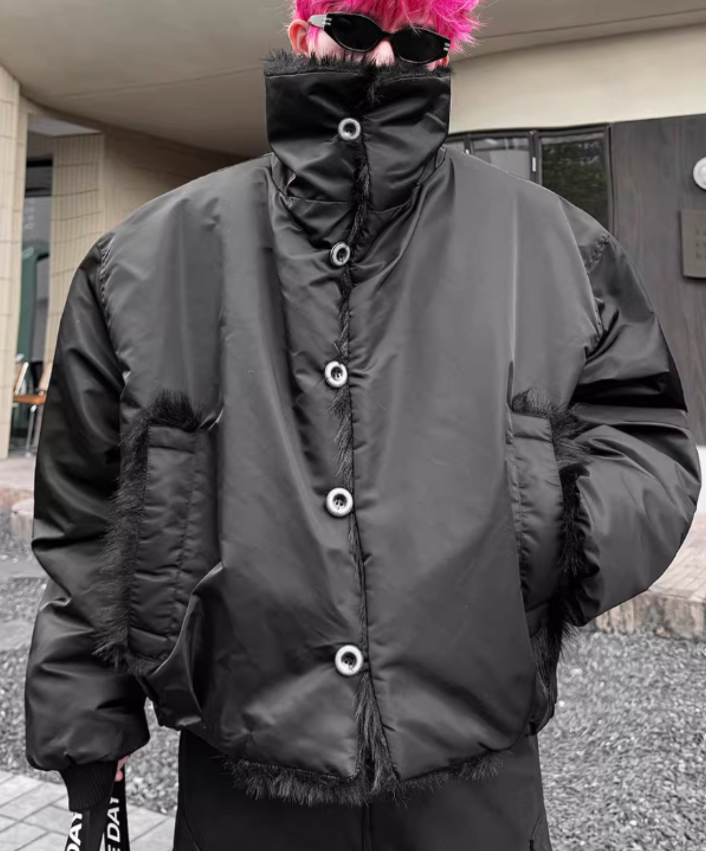 retro fur patchwork jacket EN2564