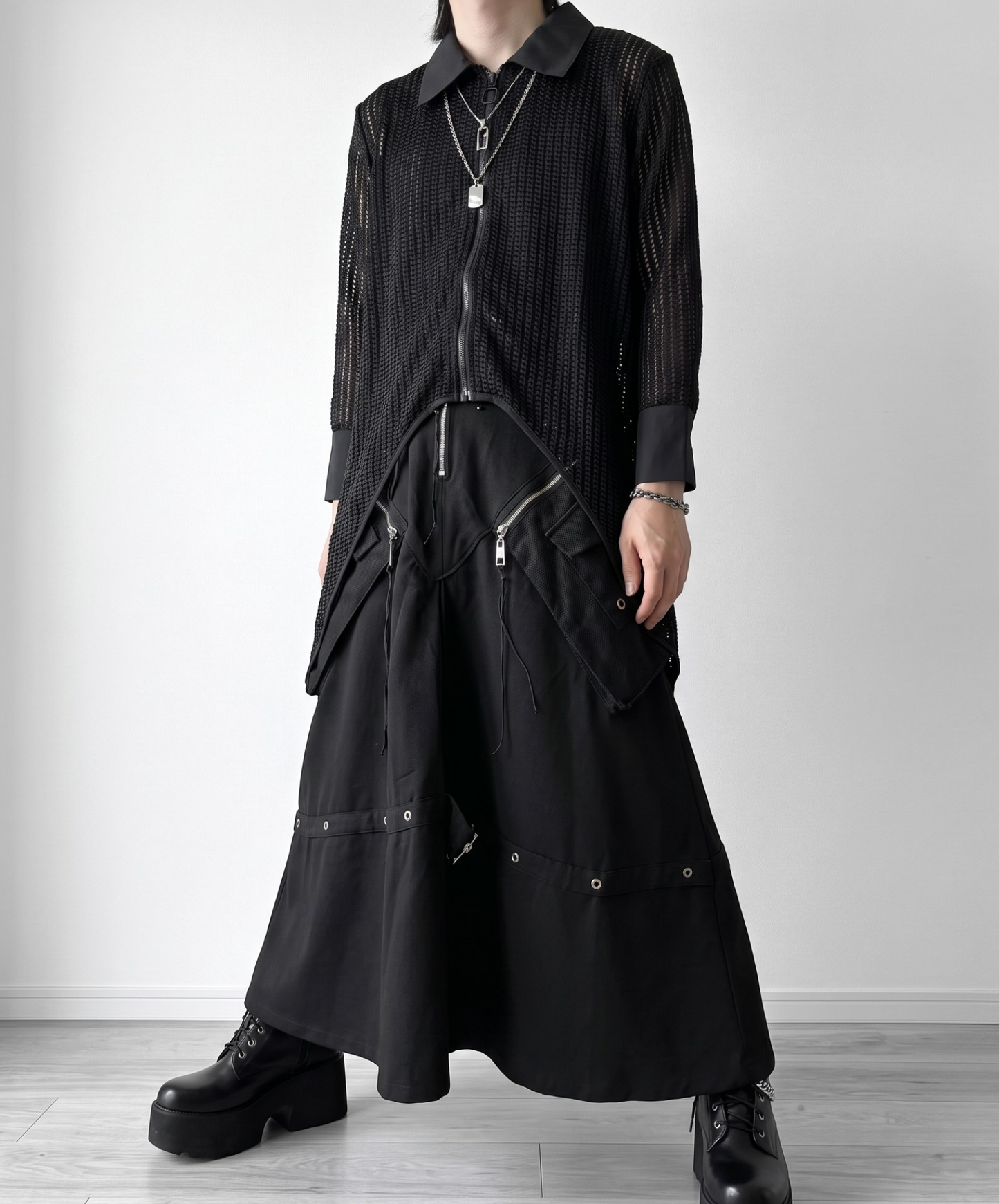 【style106】dark mode outfit set EN3090（shirt + skirt set）