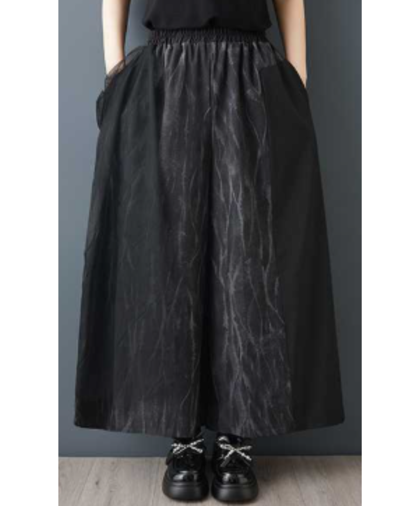 casual mesh patchwork style wide pants EN3053