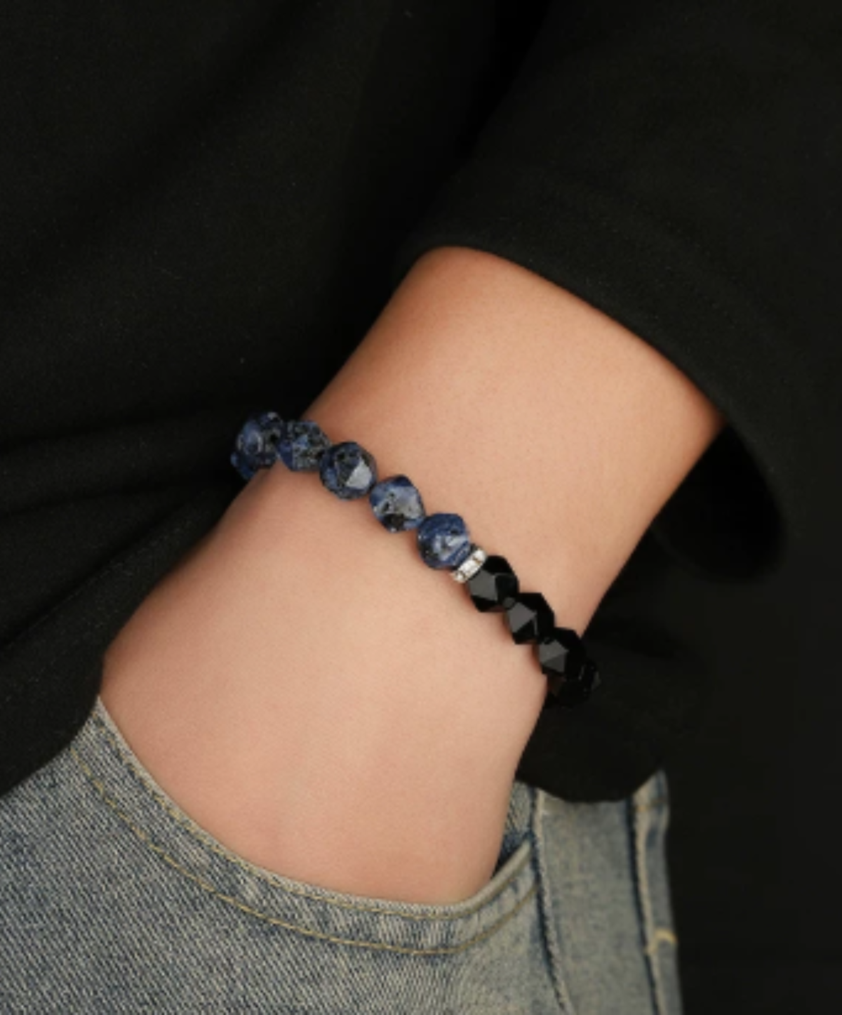 faceted bead bi-color bracelet EN3213