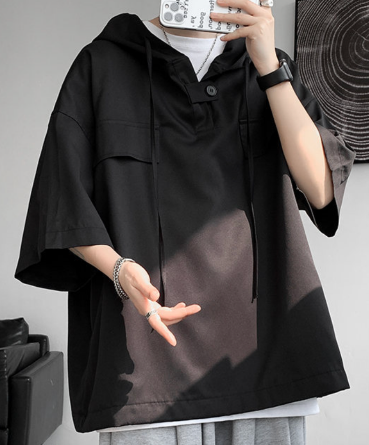 dark neck tab design hoodie EN2847