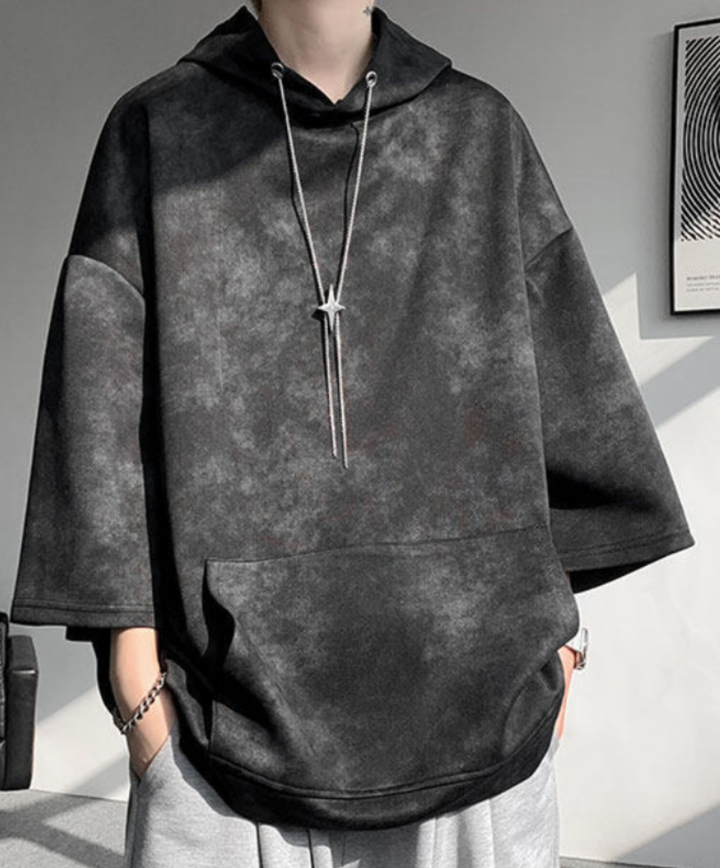 star motif neck strap hoodie EN2845
