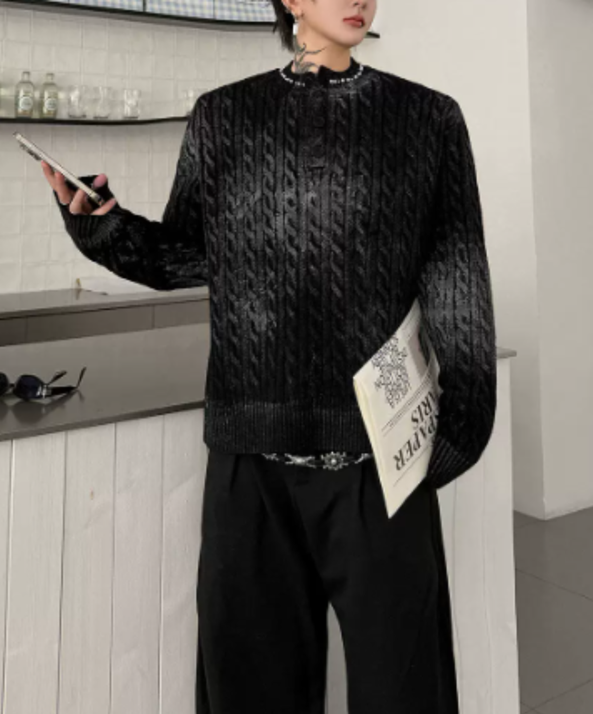 cable-knit with a distressed finish sweater EN3241