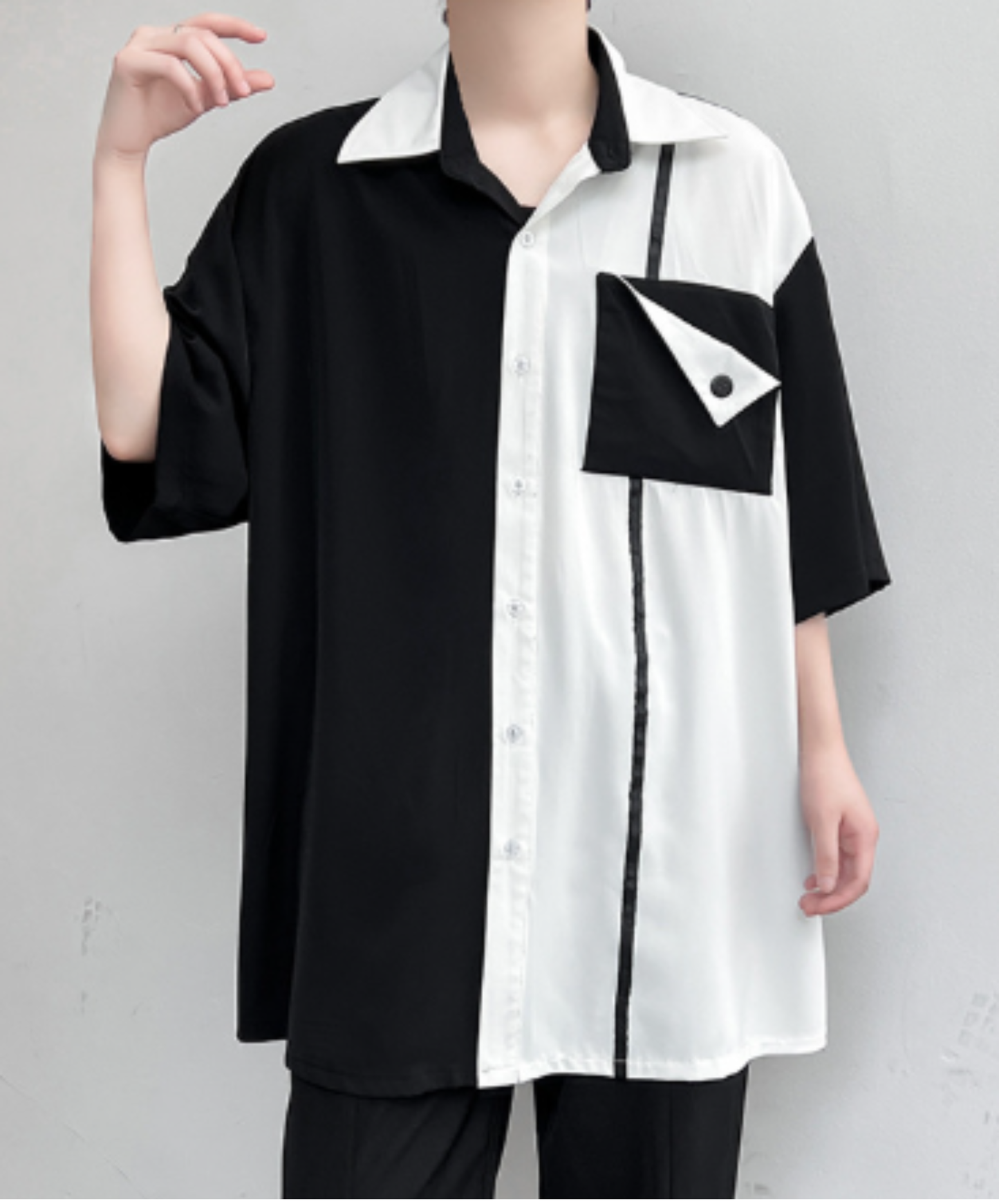monochrome asymmetric color scheme shirt EN3007