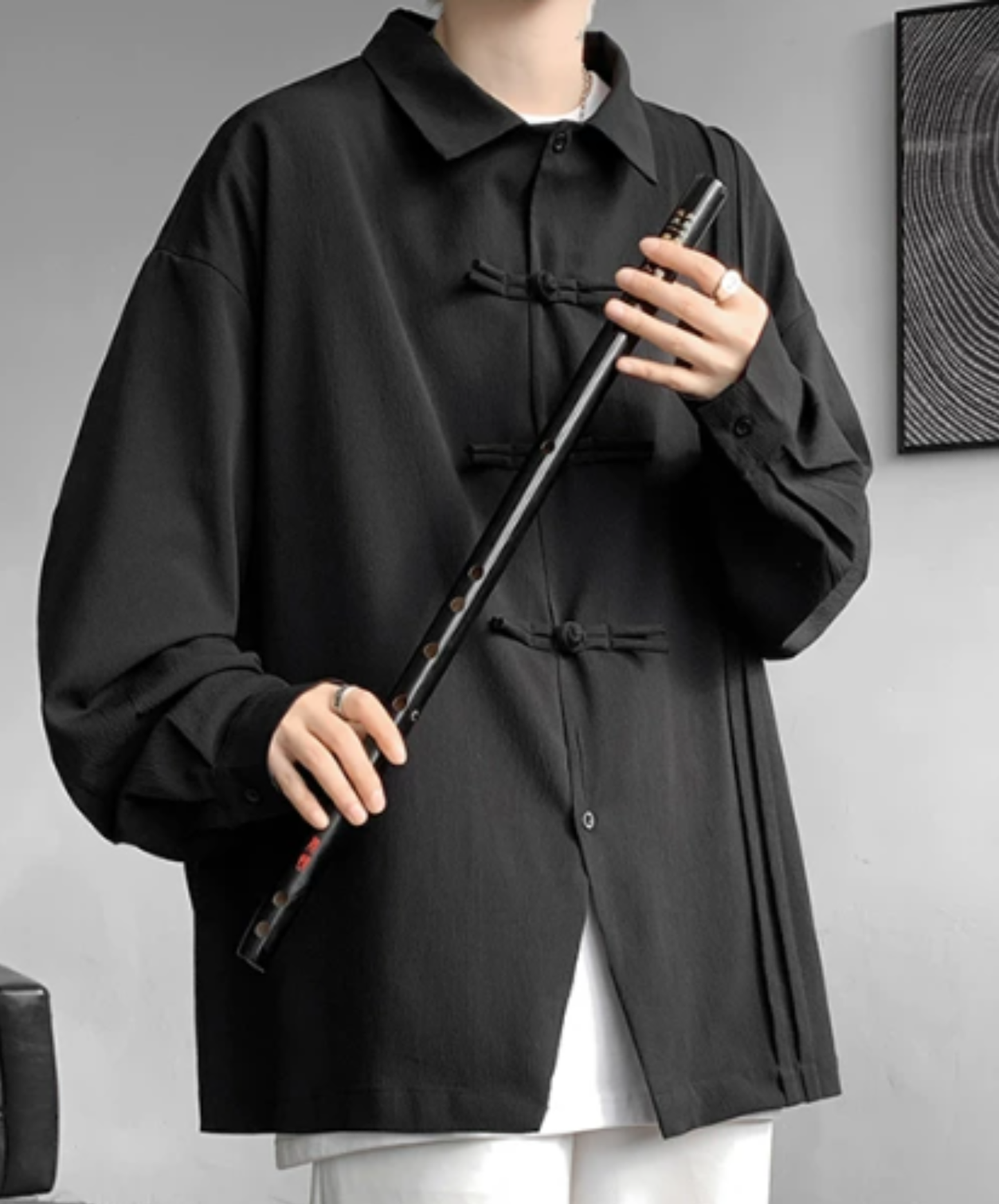 chinese-style button wrinkle processing shirt EN2871
