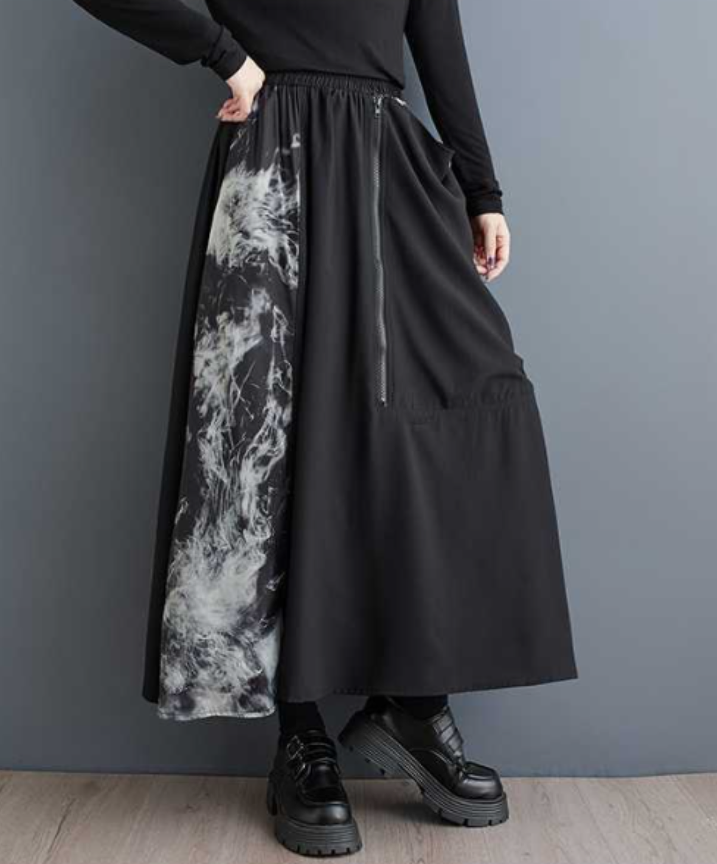 retro splicing print skirt EN2907