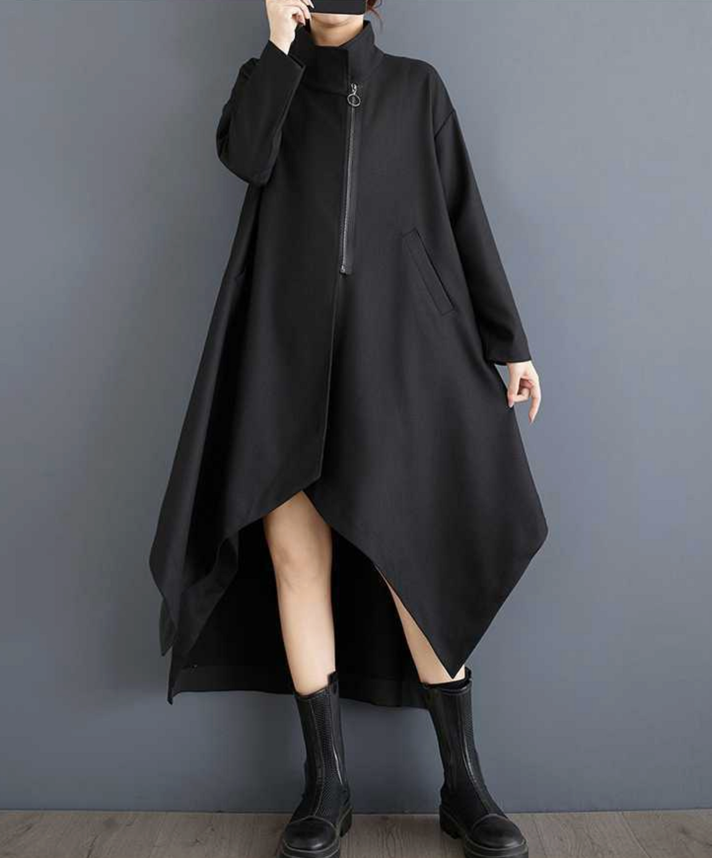 stand collar a-line coat EN2444