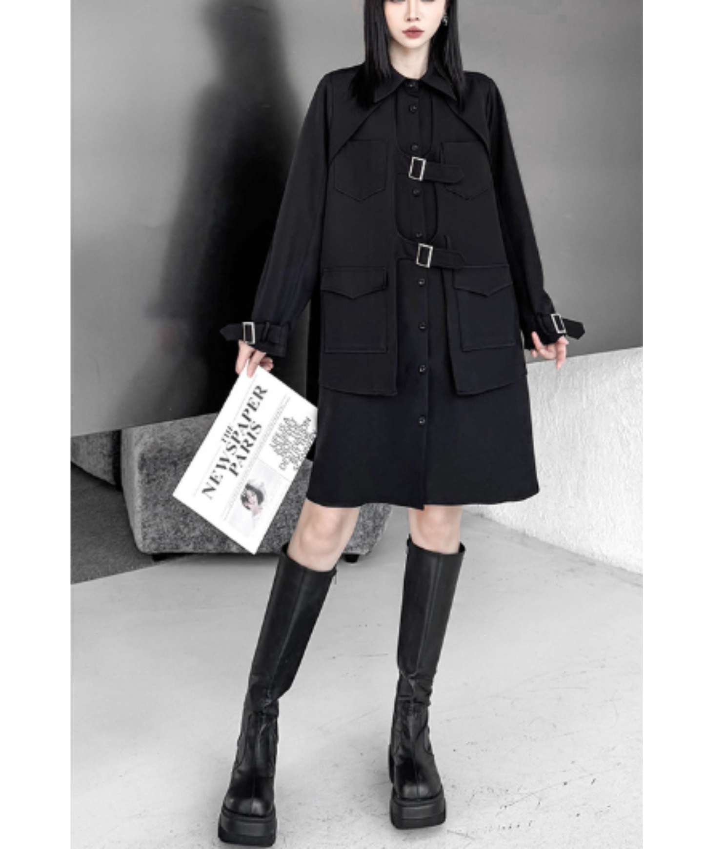 straight silhouette long shirt EN2901