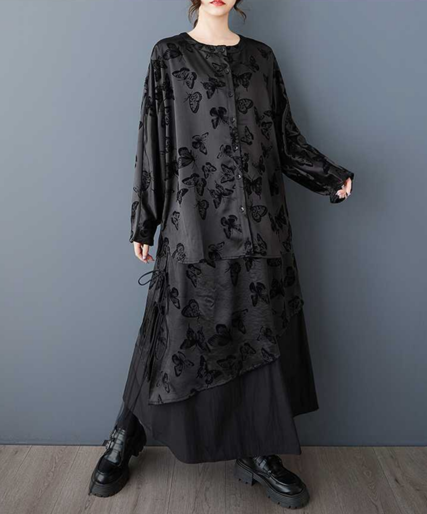 dark butterfly print shirt EN2269