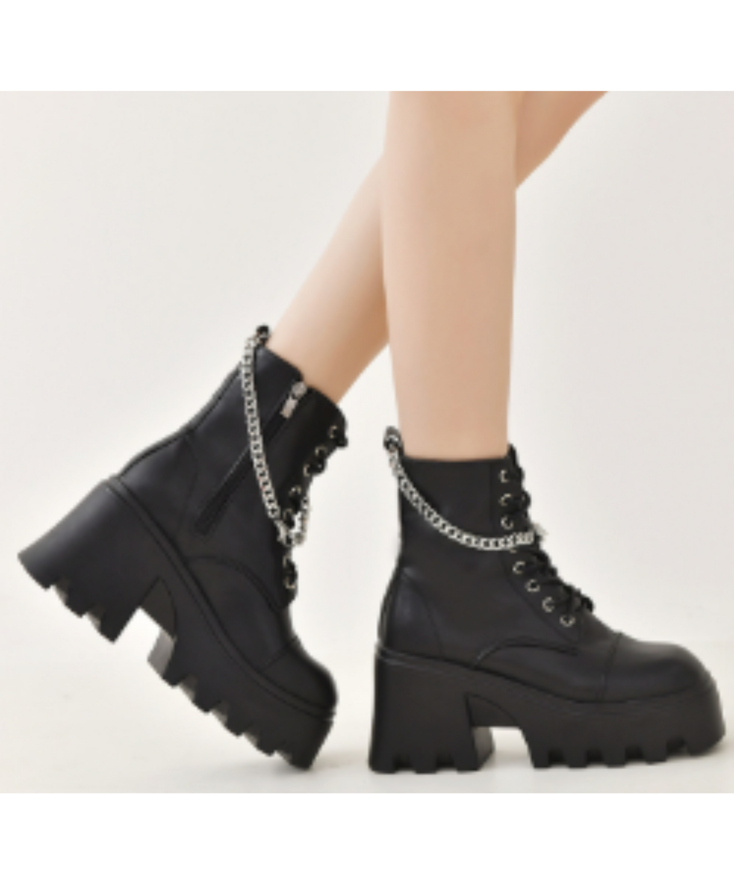 wrap around chain zip up boots EN2002