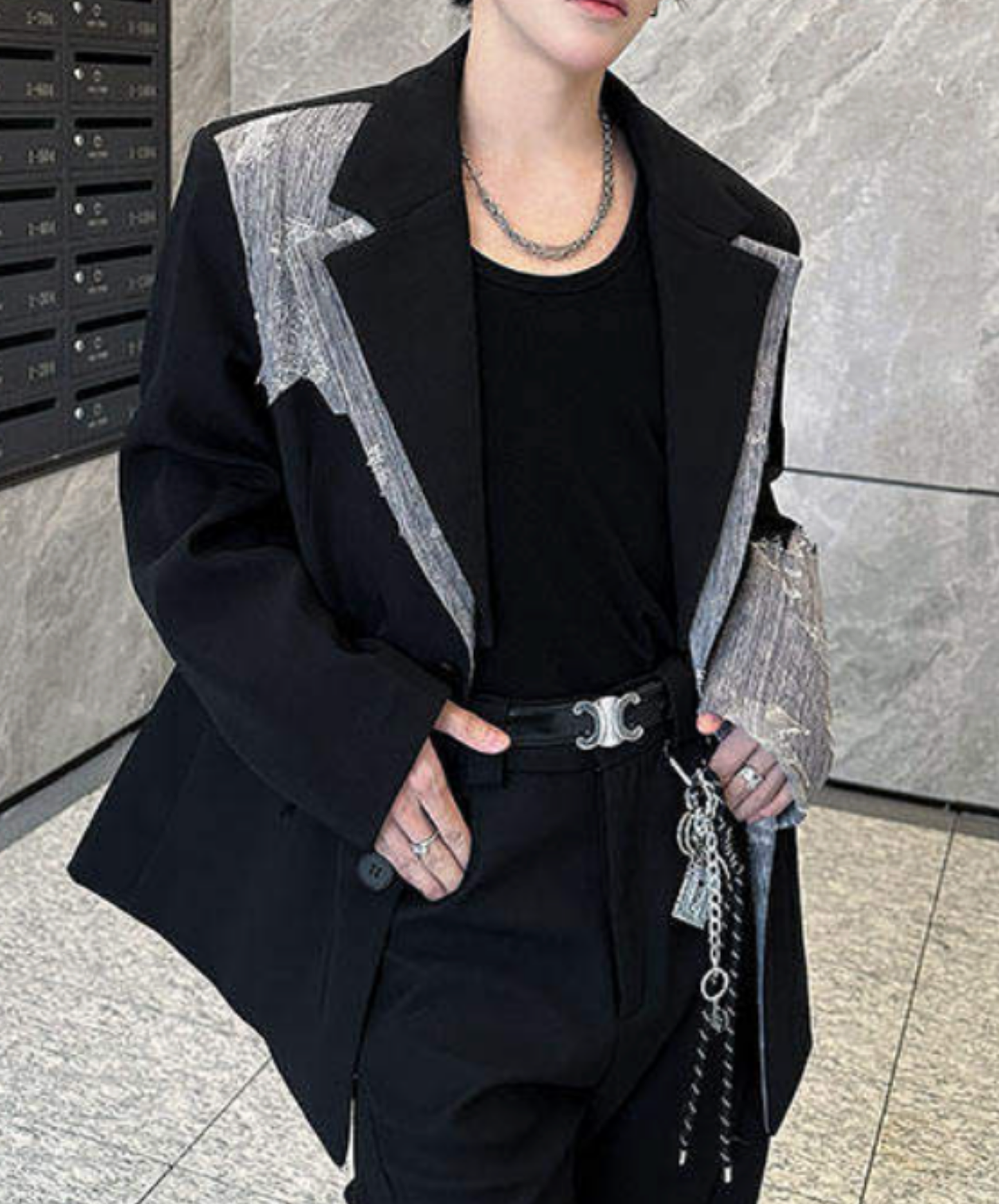 stylish lace trim jacket EN2689