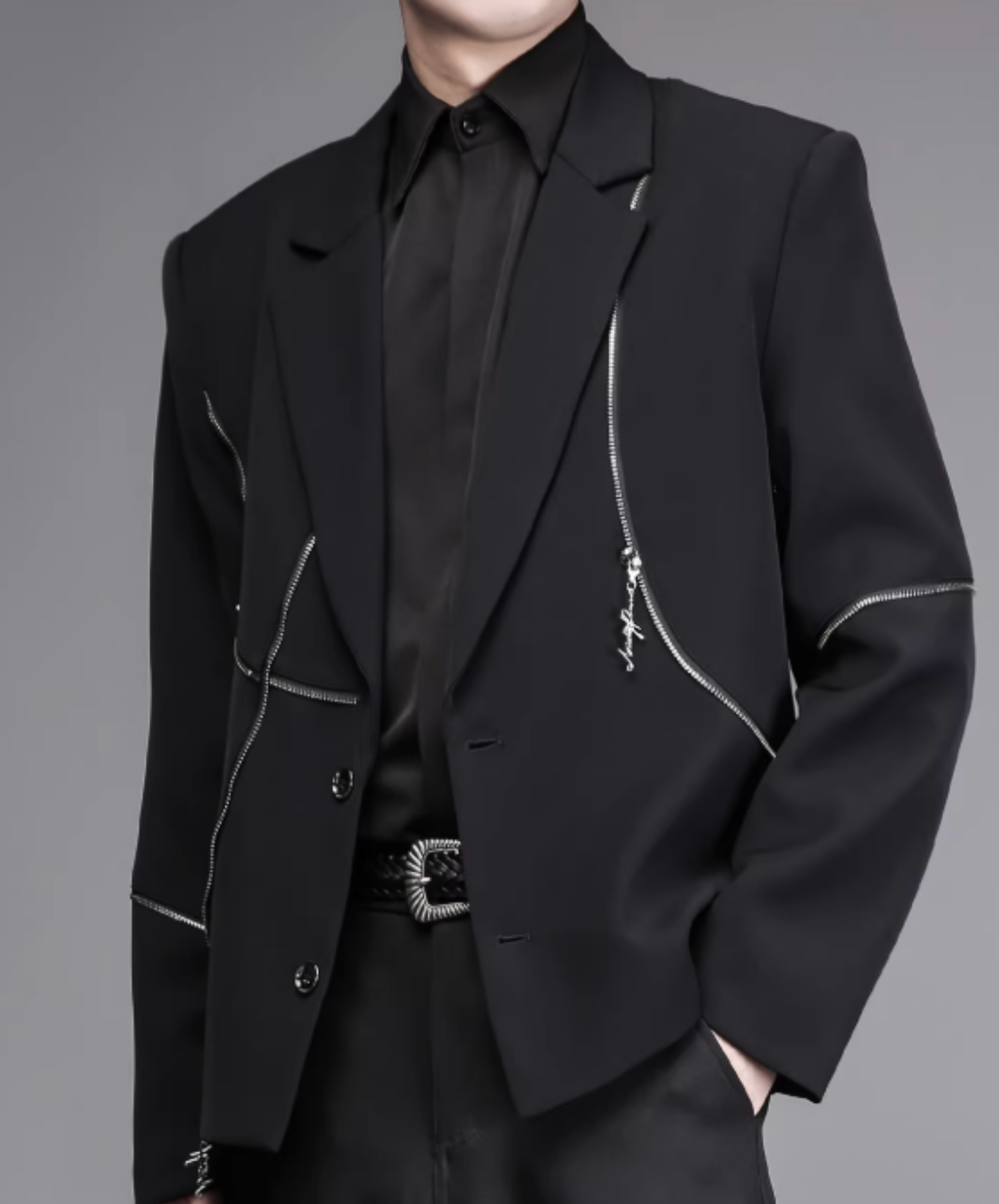 punk style asymmetrical zipper jacket EN2801