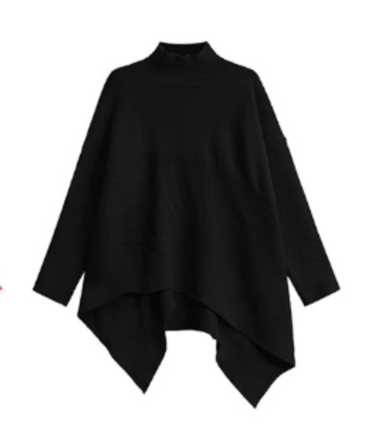 High-neck top asymmetrical drape line sweater EN3162