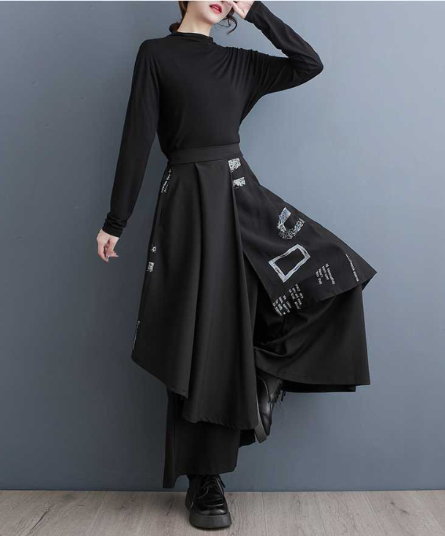 high-waisted asymmetrical wide pants EN2906