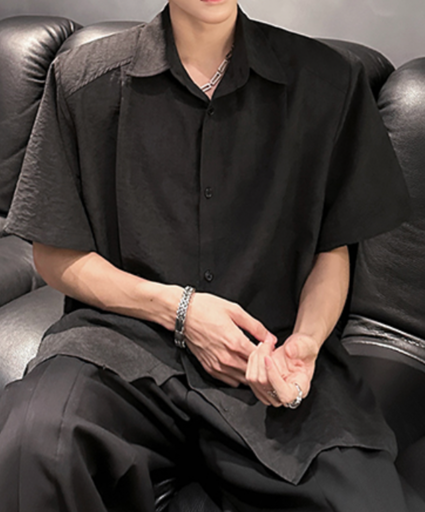 dark tucked drape lightweight shirt EN2089