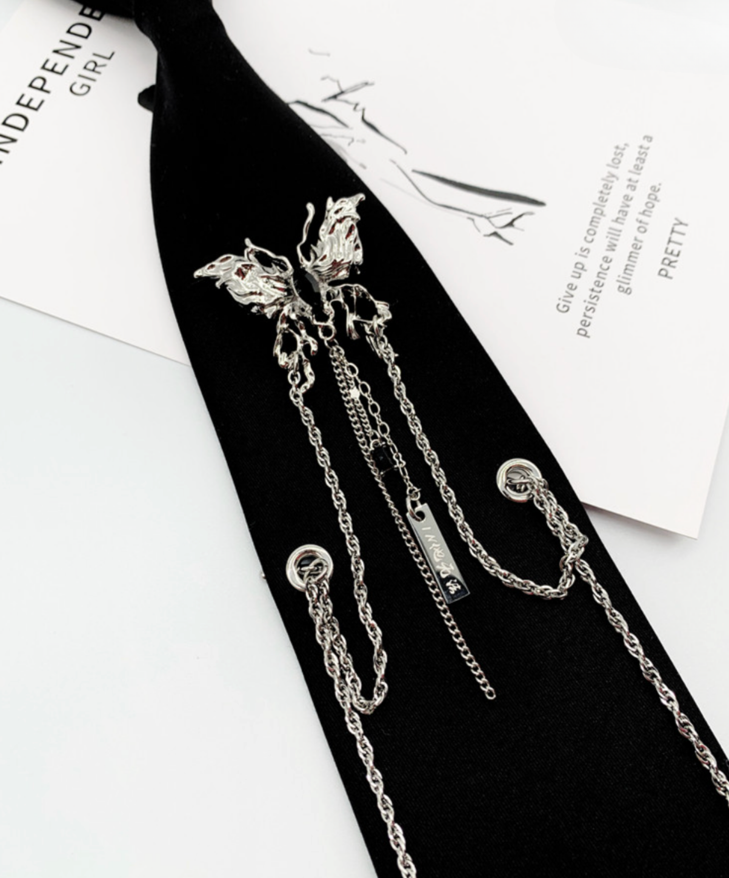 dark butterfly shorts necktie EN2677