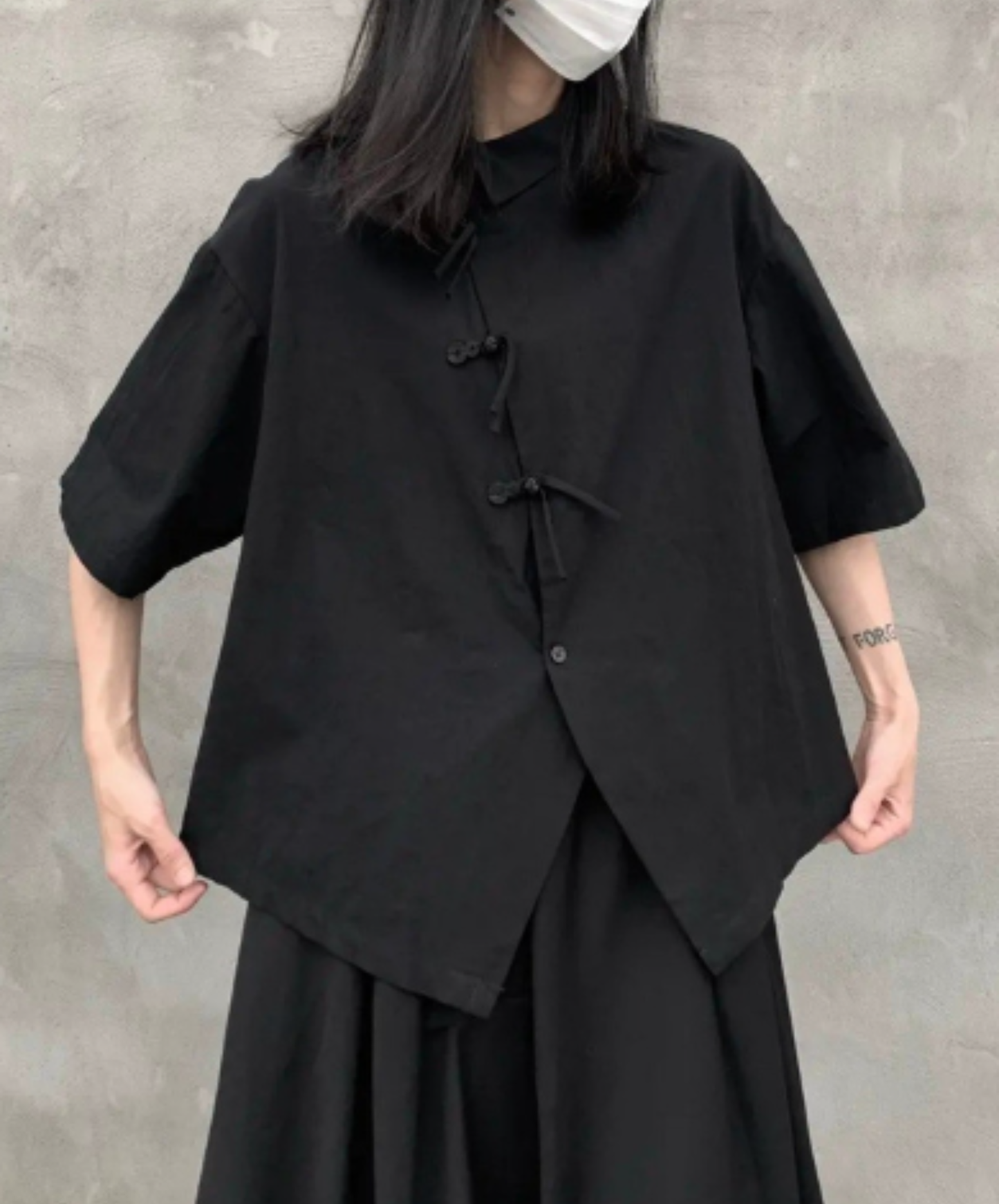 chinese-style diagonal buttons shirt EN3004