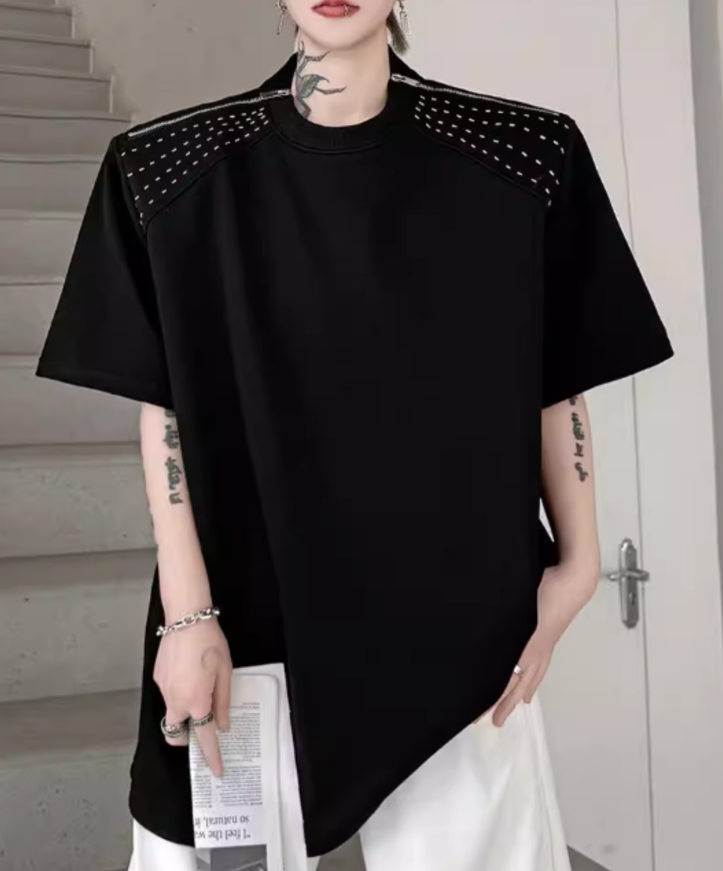 zippered sleeves t-shirt EN2825