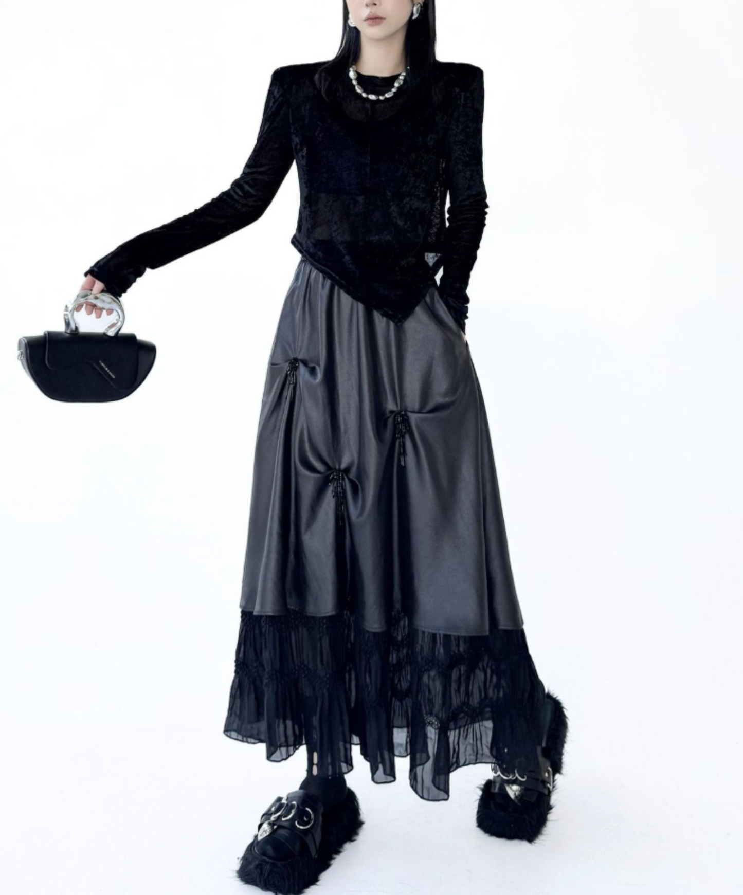 dark patchwork midi skirt EN2720