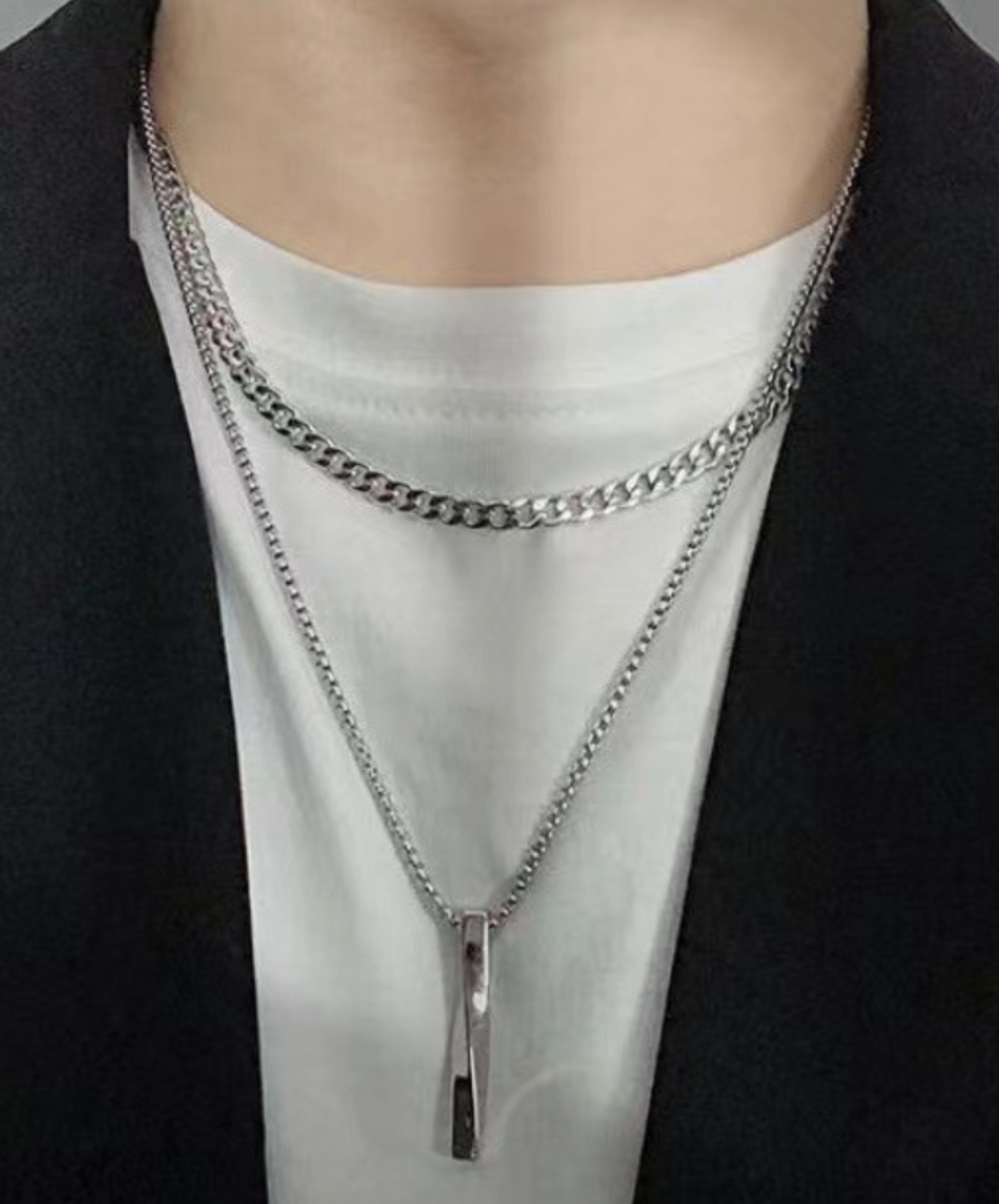 double chain on crossbar necklace EN2280
