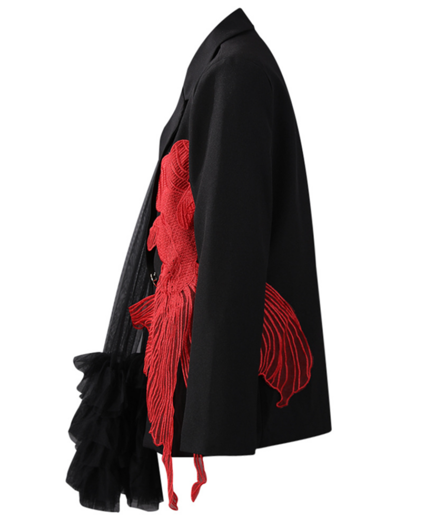 deep red goldfish motif jacket EN2333