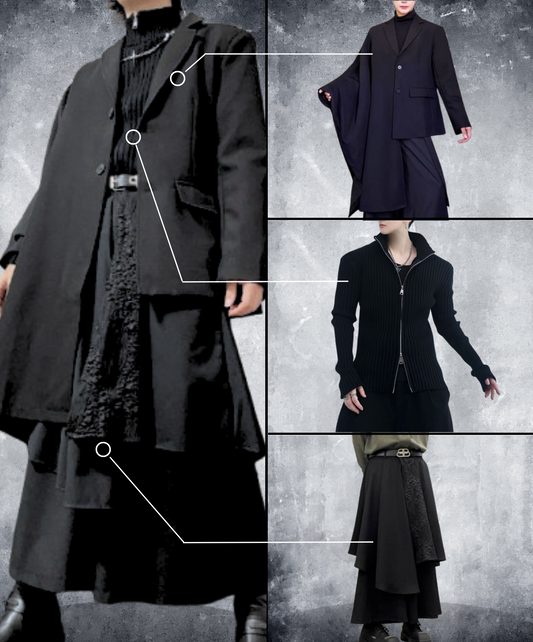 【style62】dark mode outfit set EN1877（jacket + sweater + pants set）