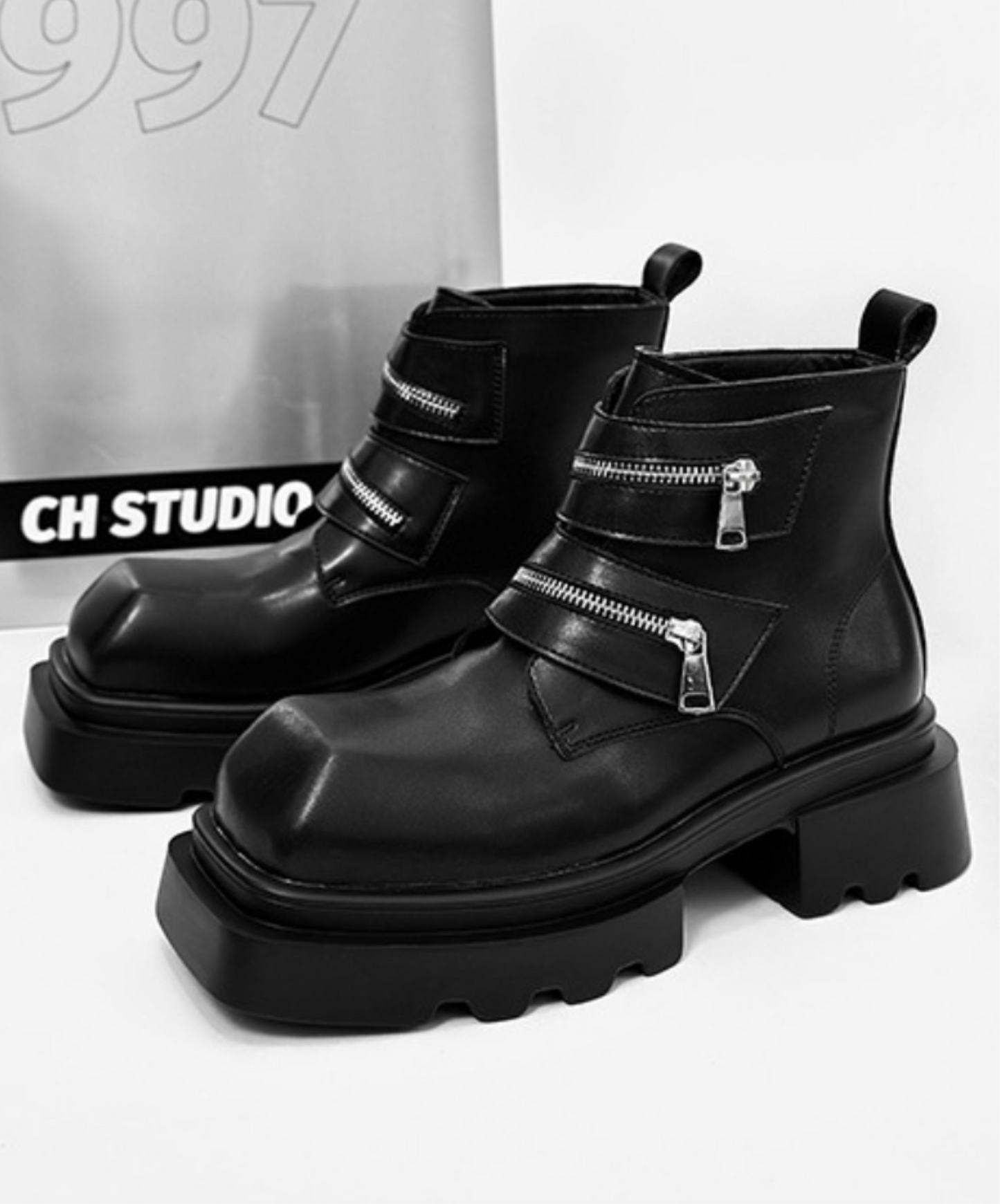 double zip design thick sole boots EN2129