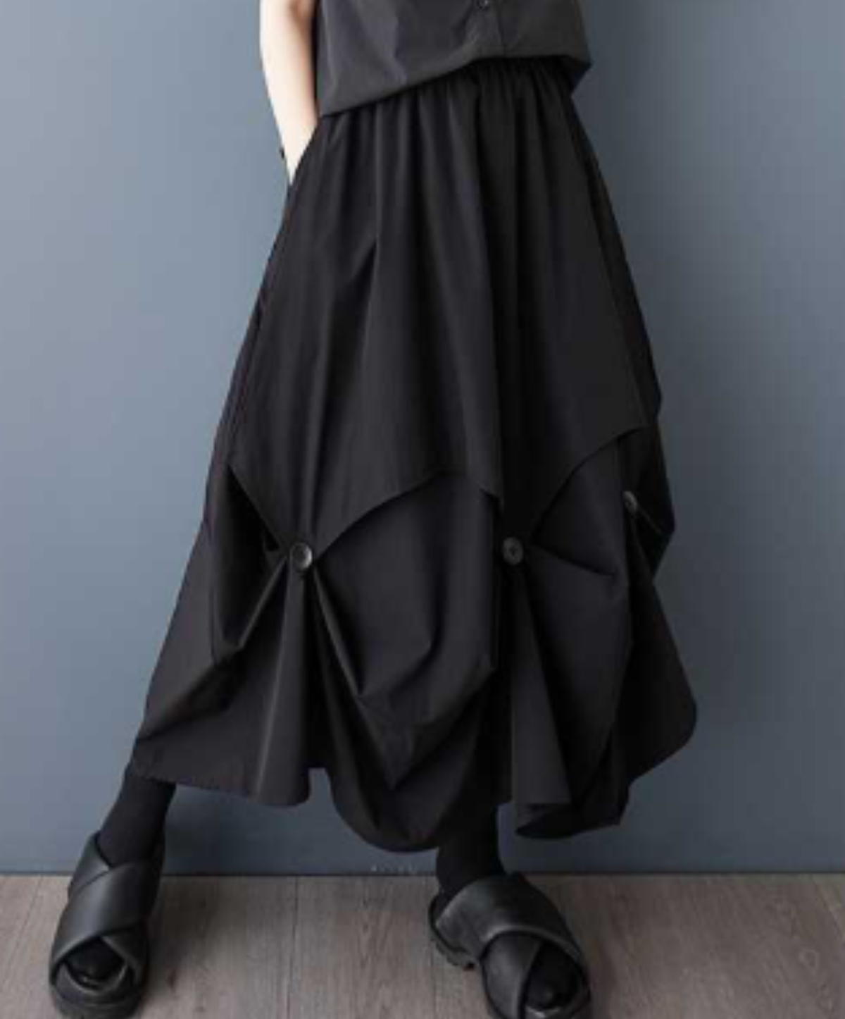 button-fastened balloon drape skirt EN3223