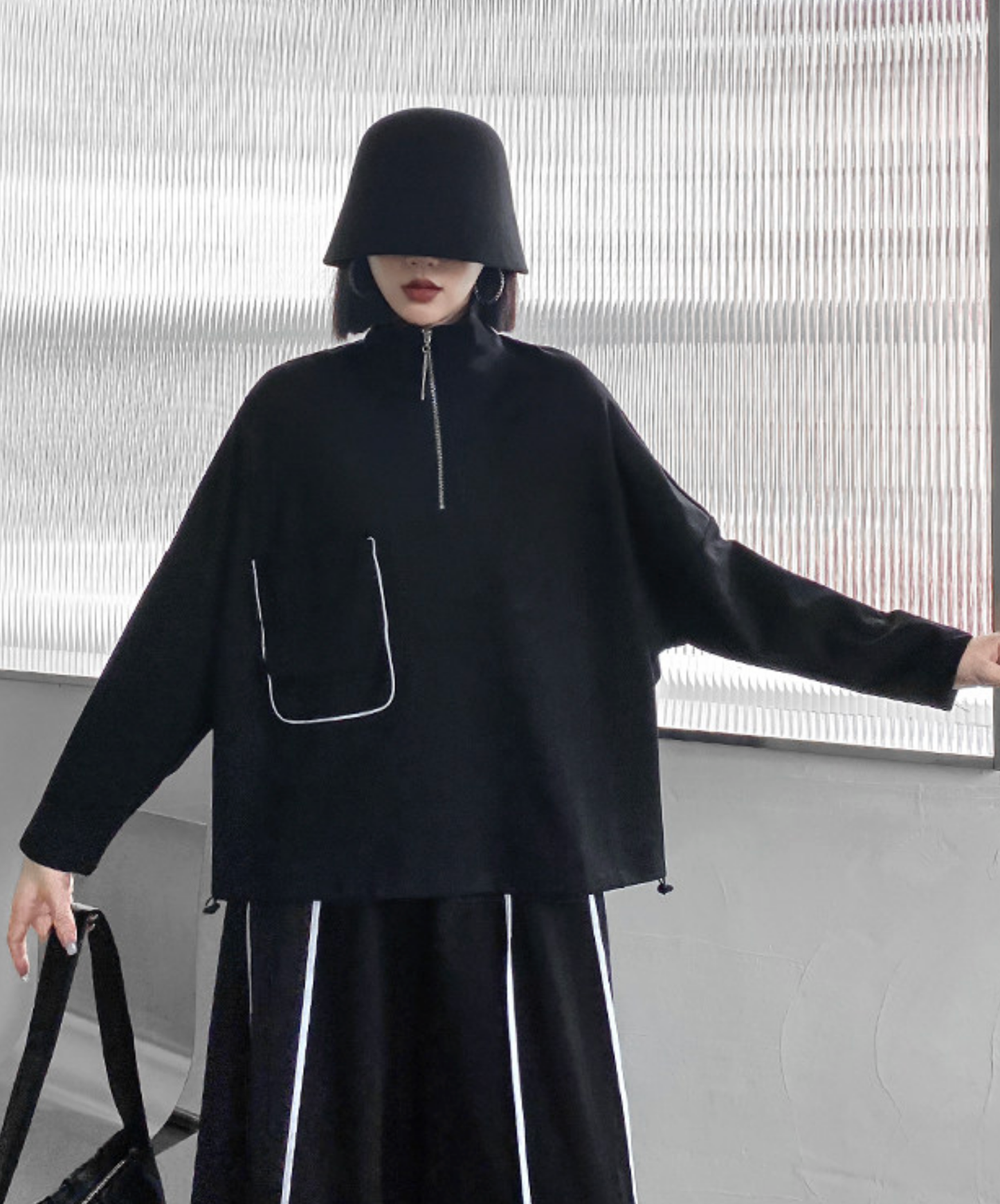 batwing sleeve white line sweatshirts EN2709