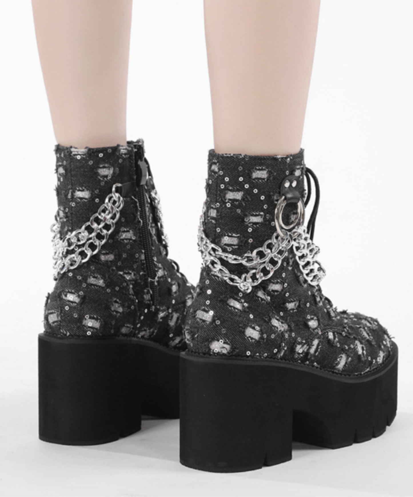 square hole ring chain boots EN2611