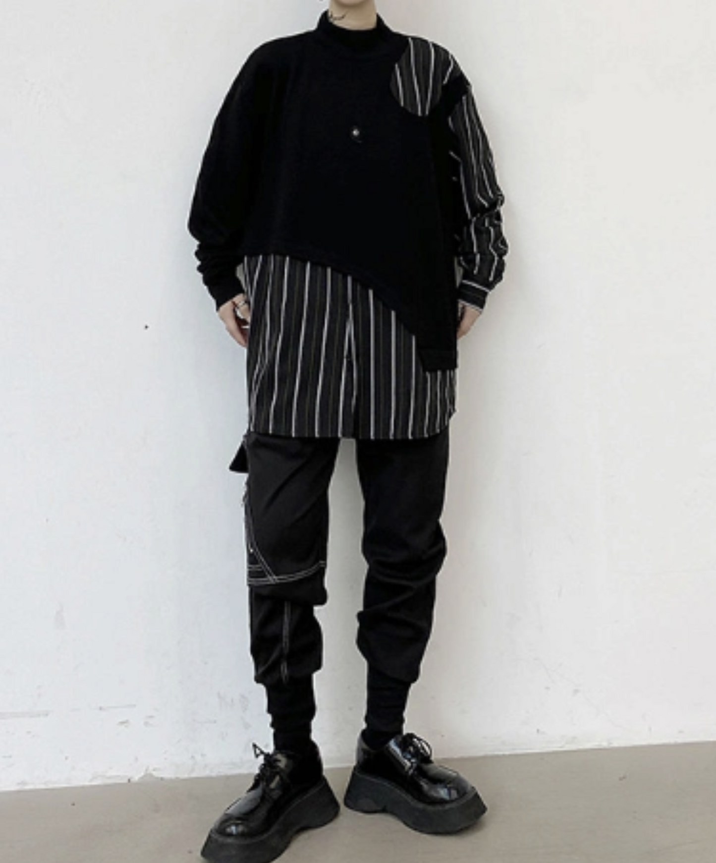 dark layered design stripe shirt EN1054