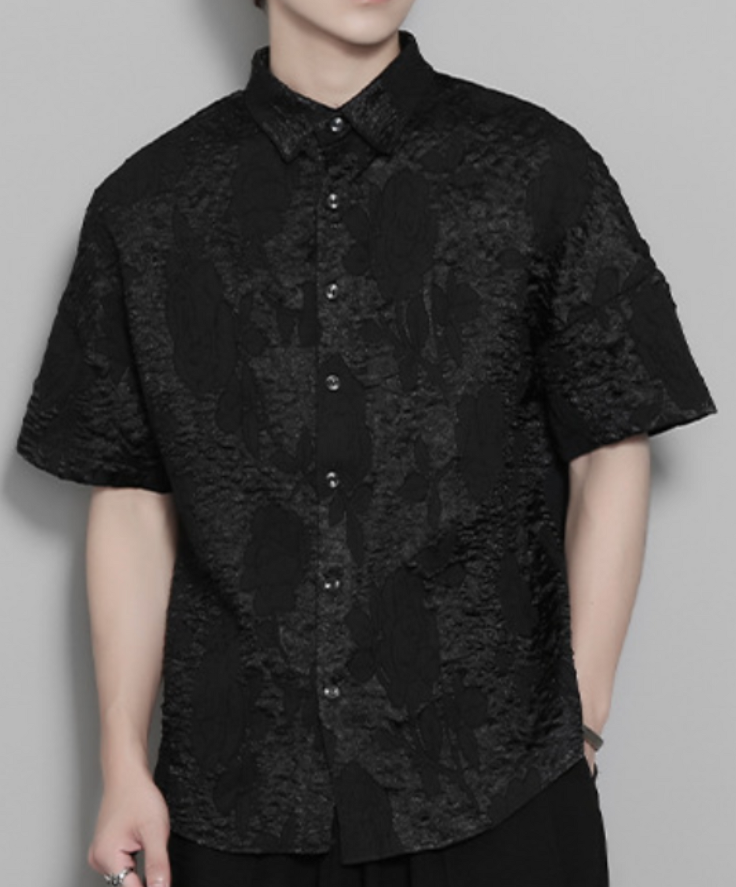 korean style flower design jacquard shirt EN2199