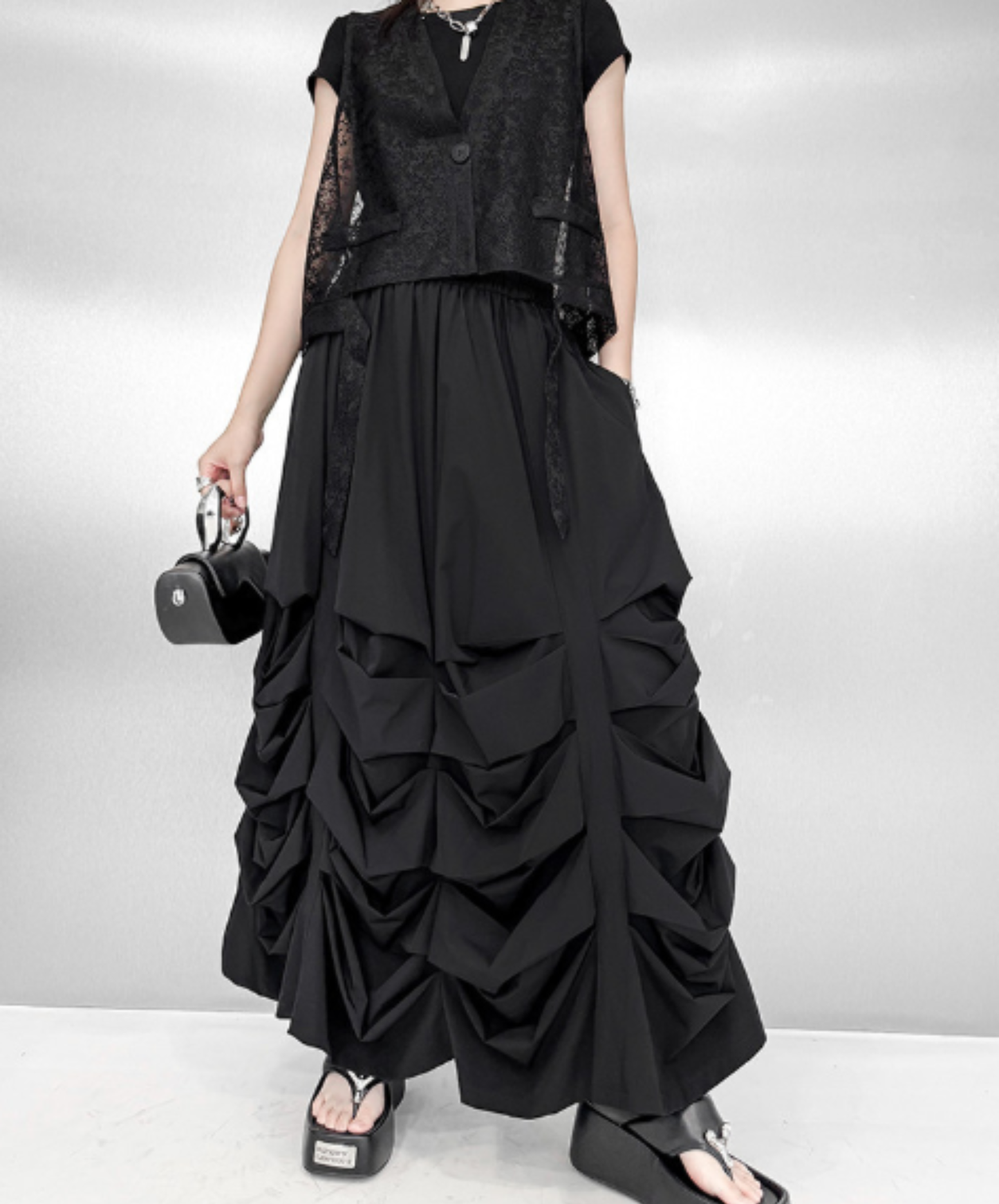 dark voluminous drape skirt EN3019