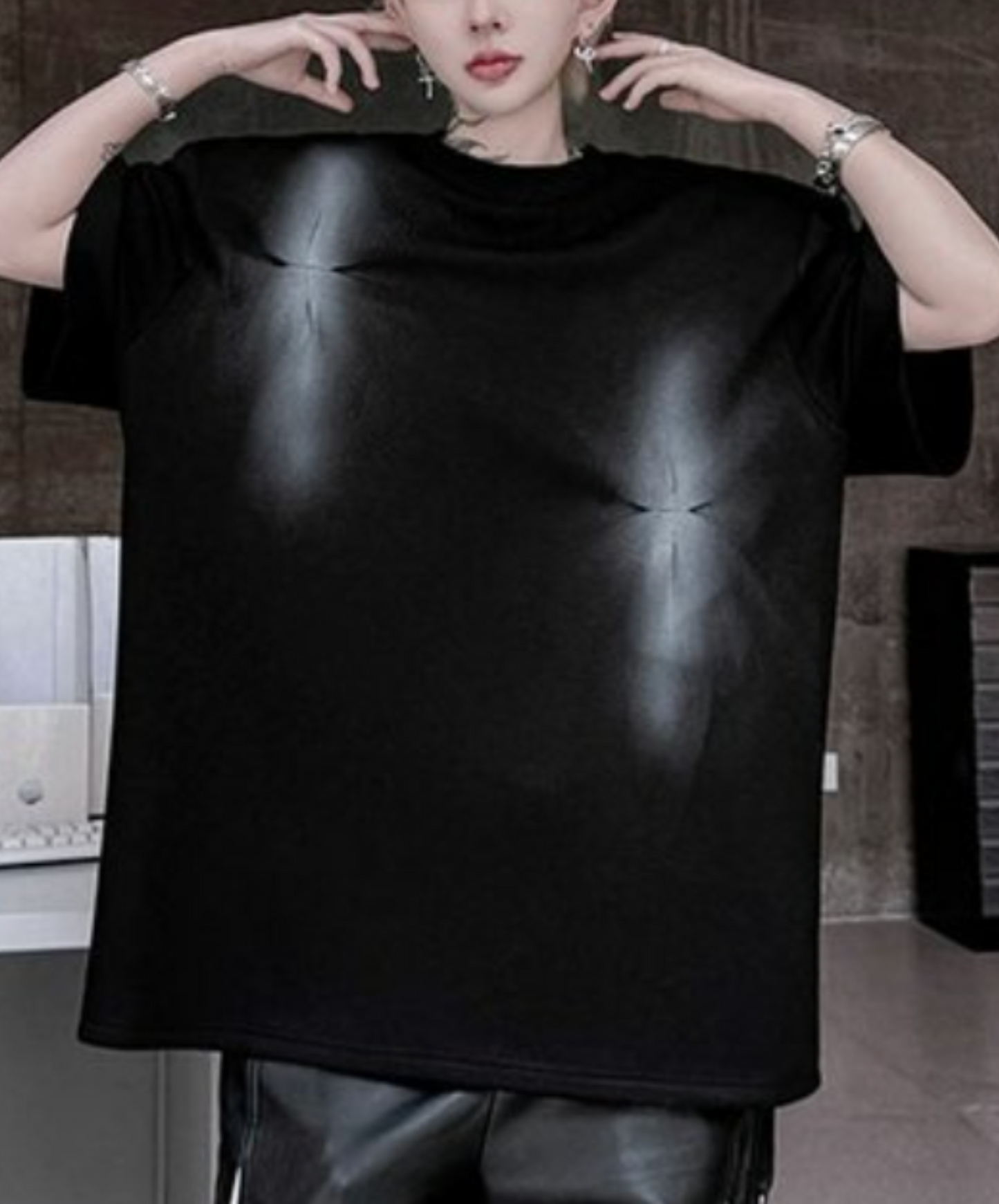 dark space-themed spray pattern t-shirt EN2097