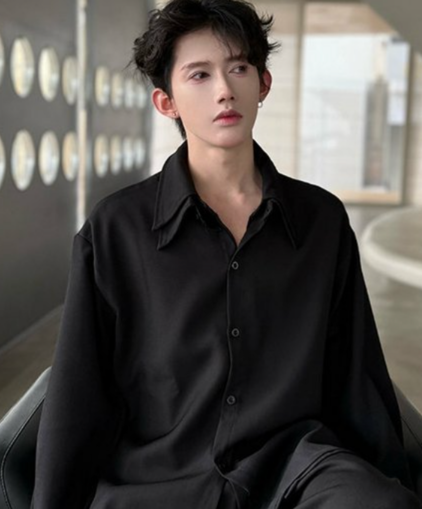 dark double-collar fake two-piece shirt EN2340