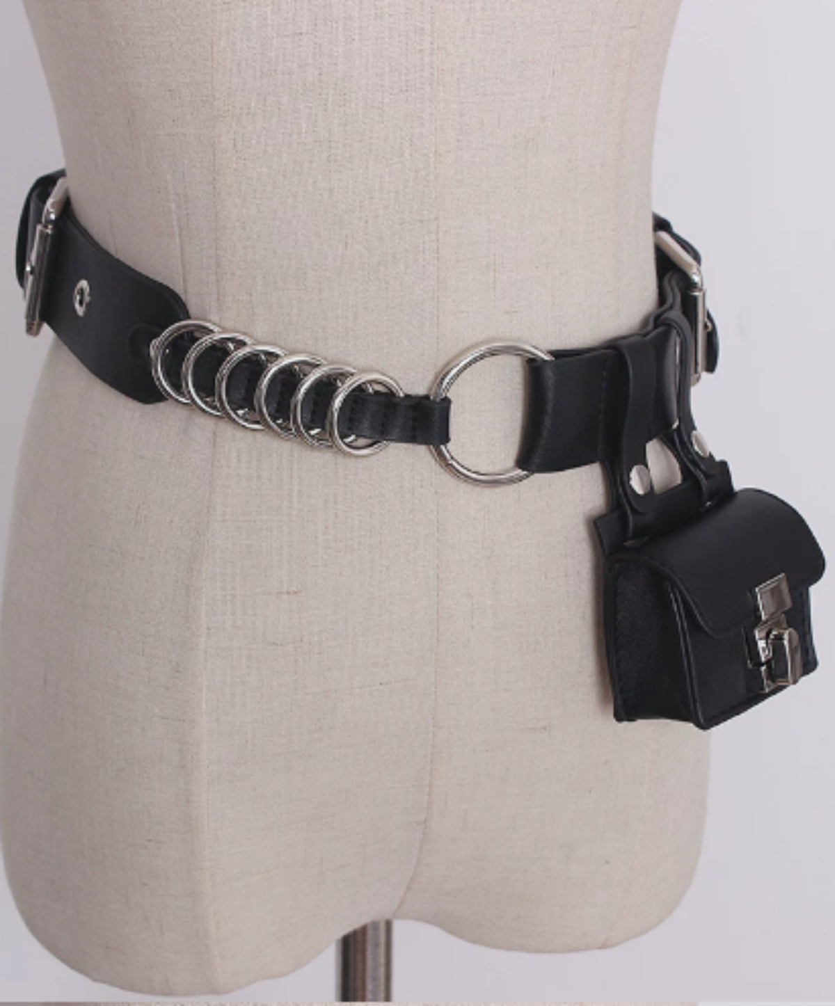 dark micro bag accent ring chain belt EN3215