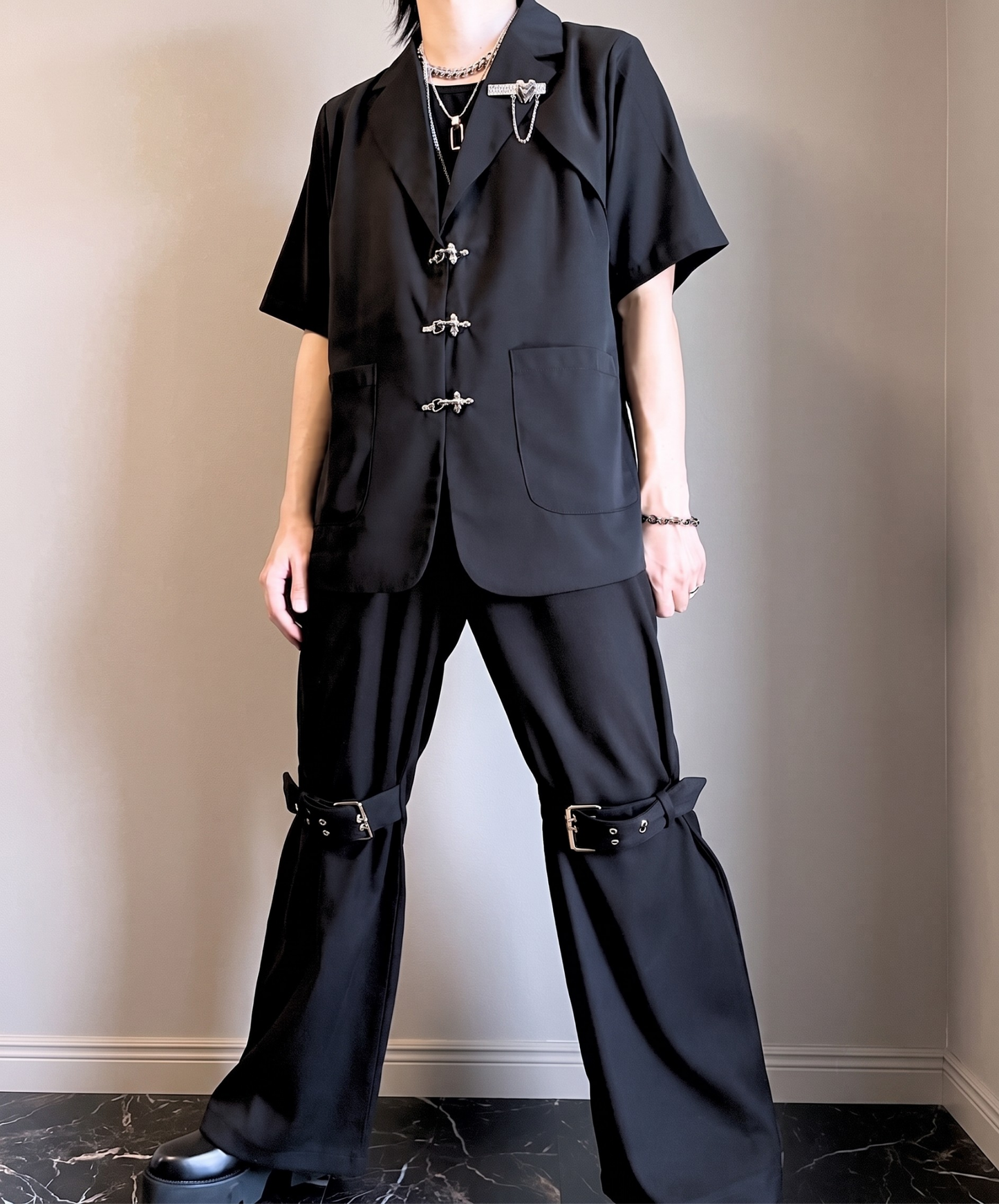 【style101】dark mode outfit set EN2995（jacket + pants set）
