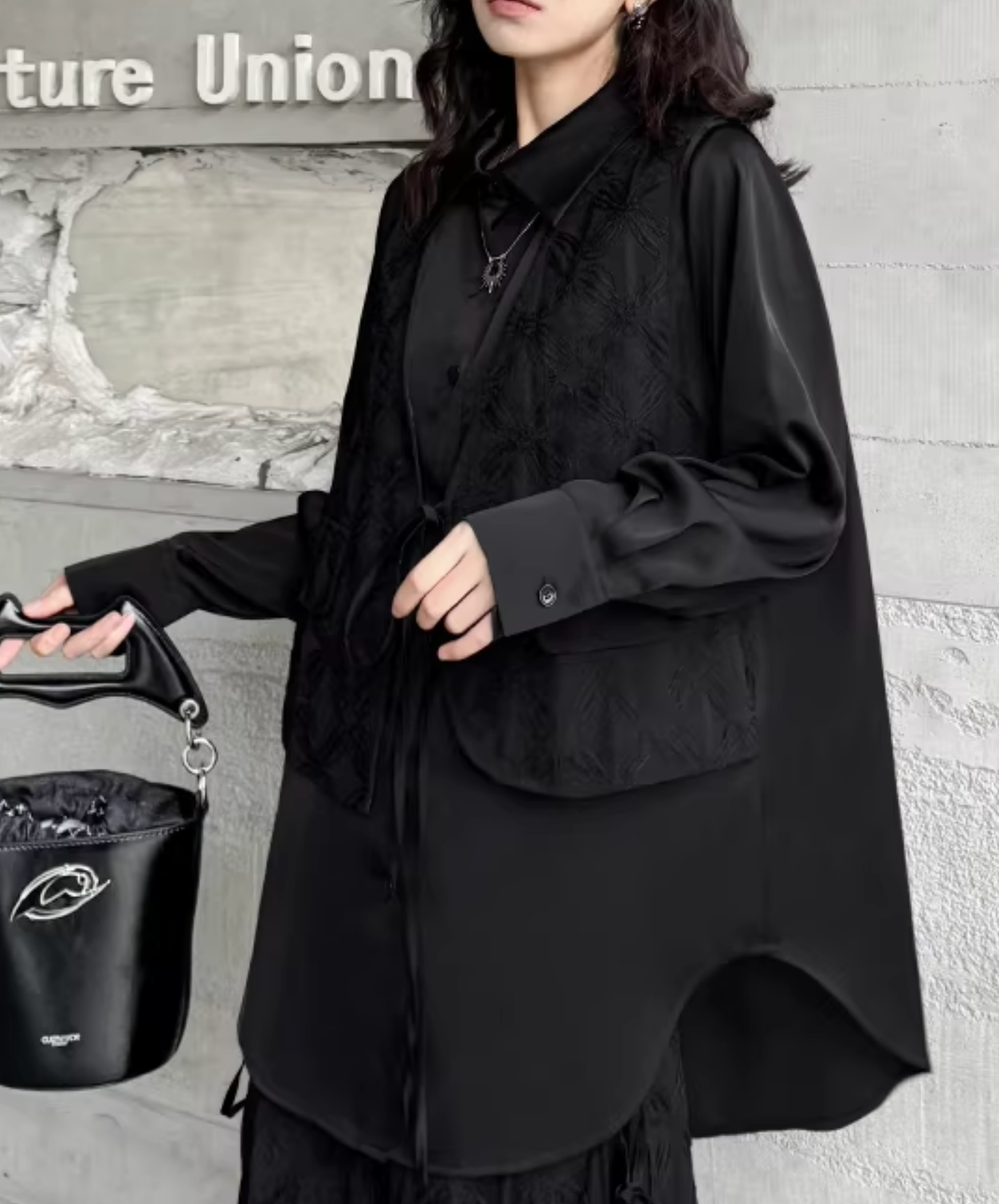 dark fake two-piece irregular style shirt EN2806