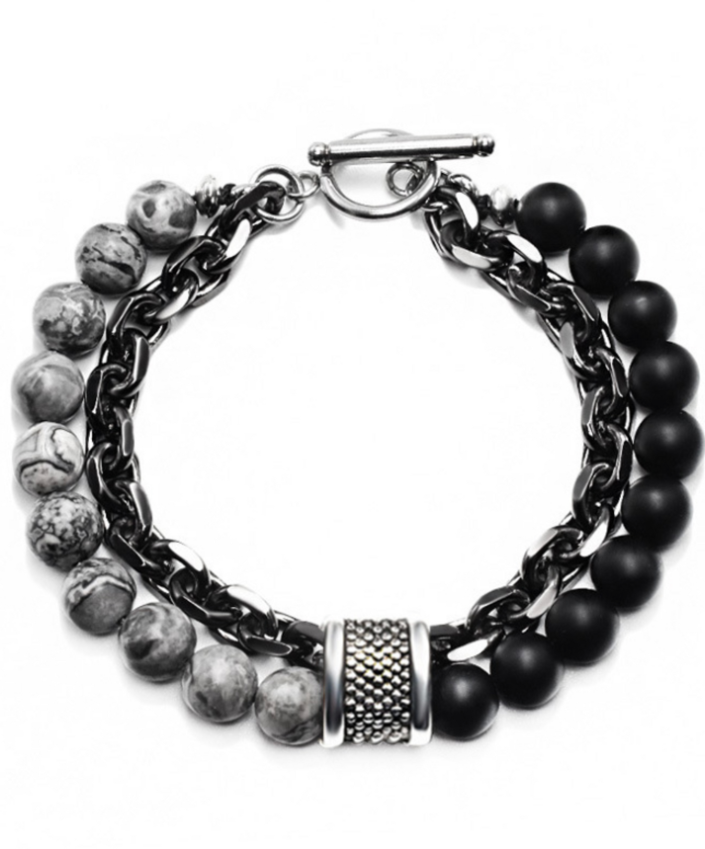 2-layer stone and chain bracelet EN2641