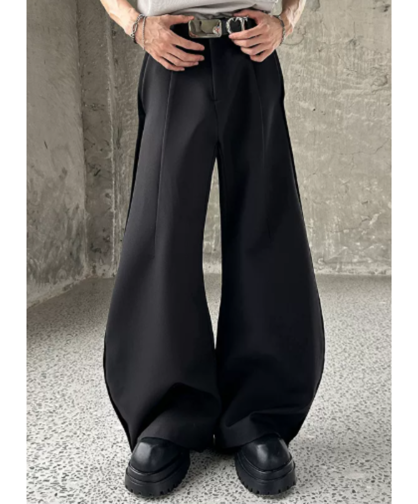 three-dimensional pleats wide pants EN2922
