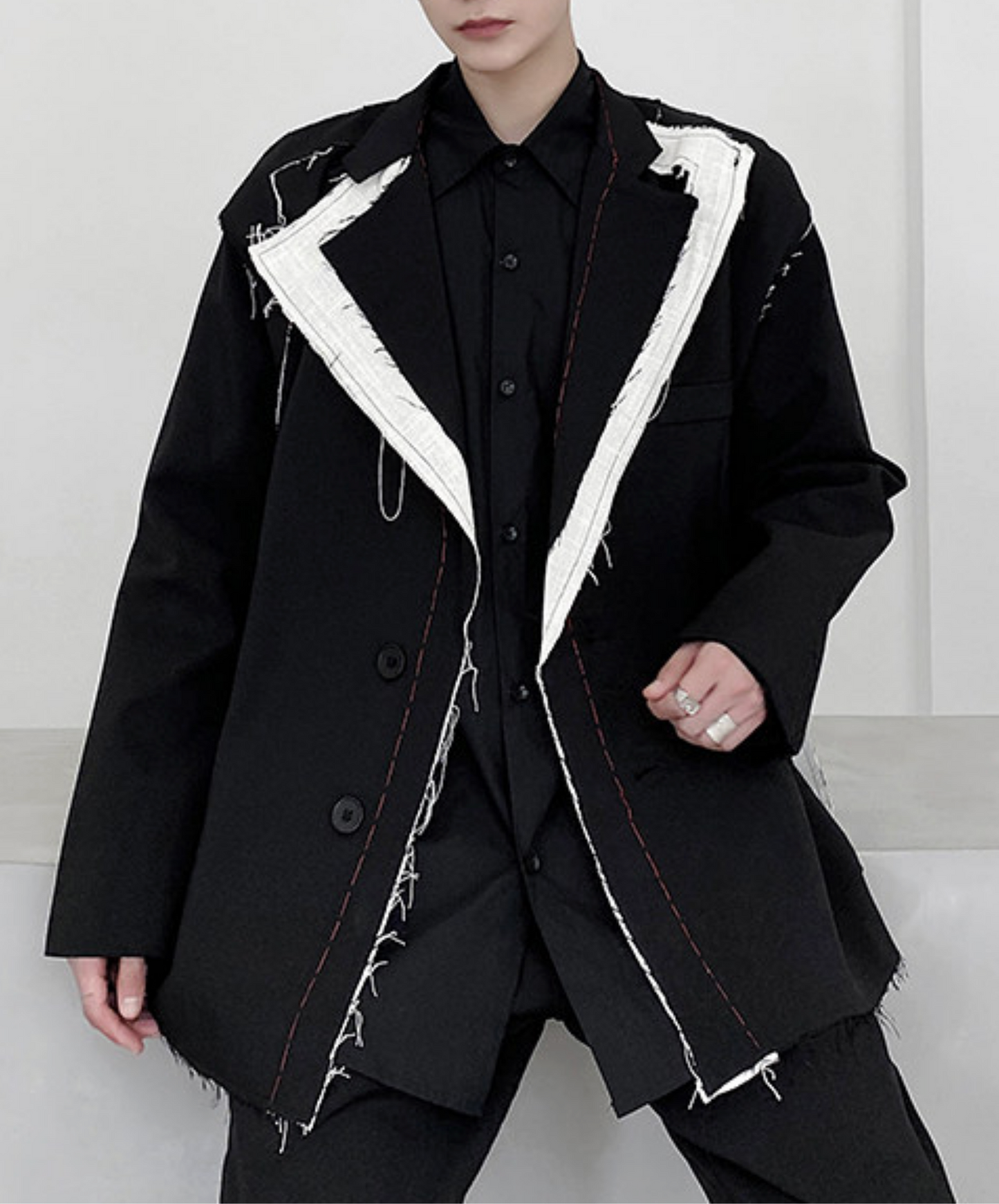 dark color block stitch jacket EN2787